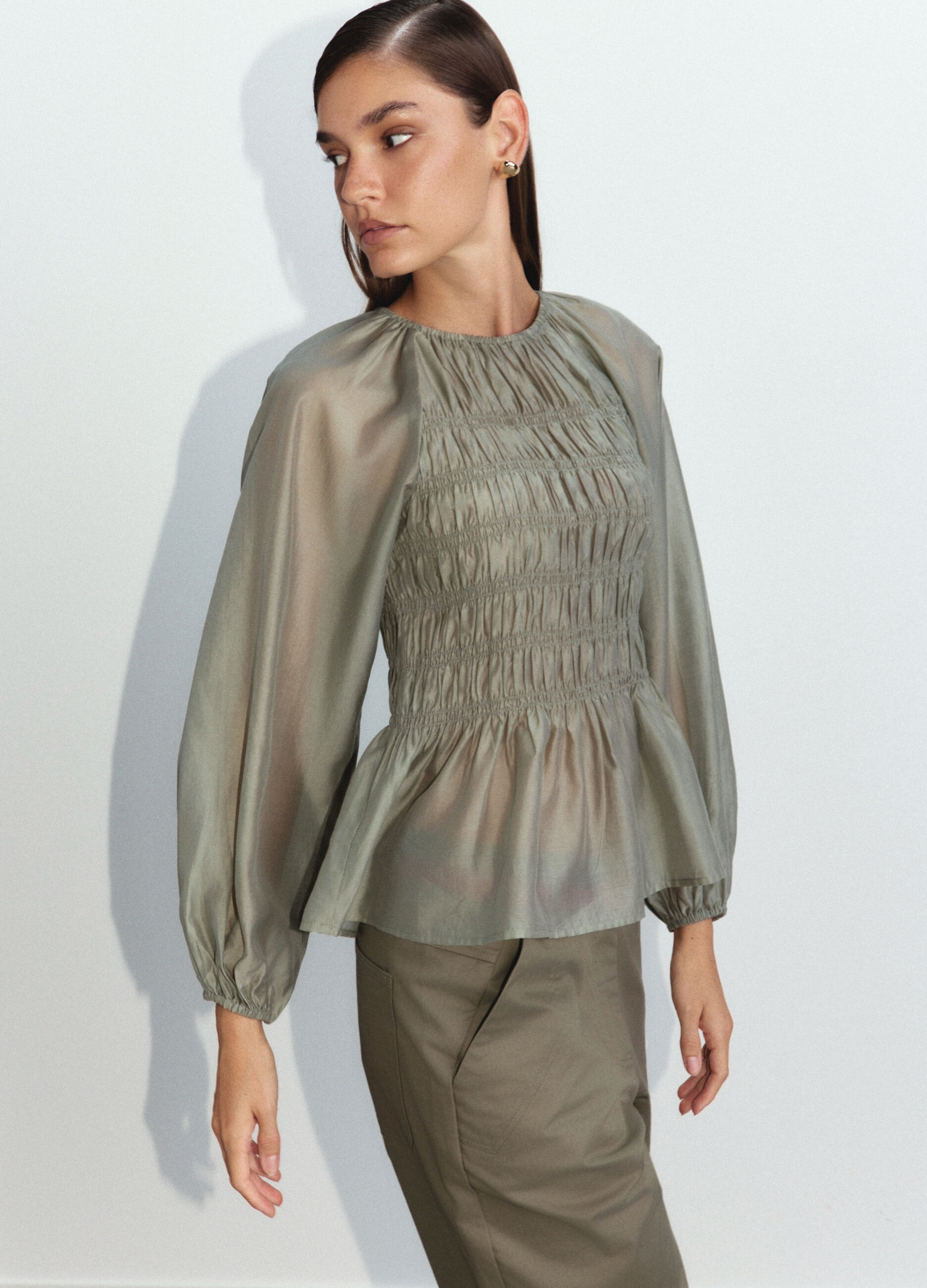Blusa Fit Slim in mista Lyocell donna_2