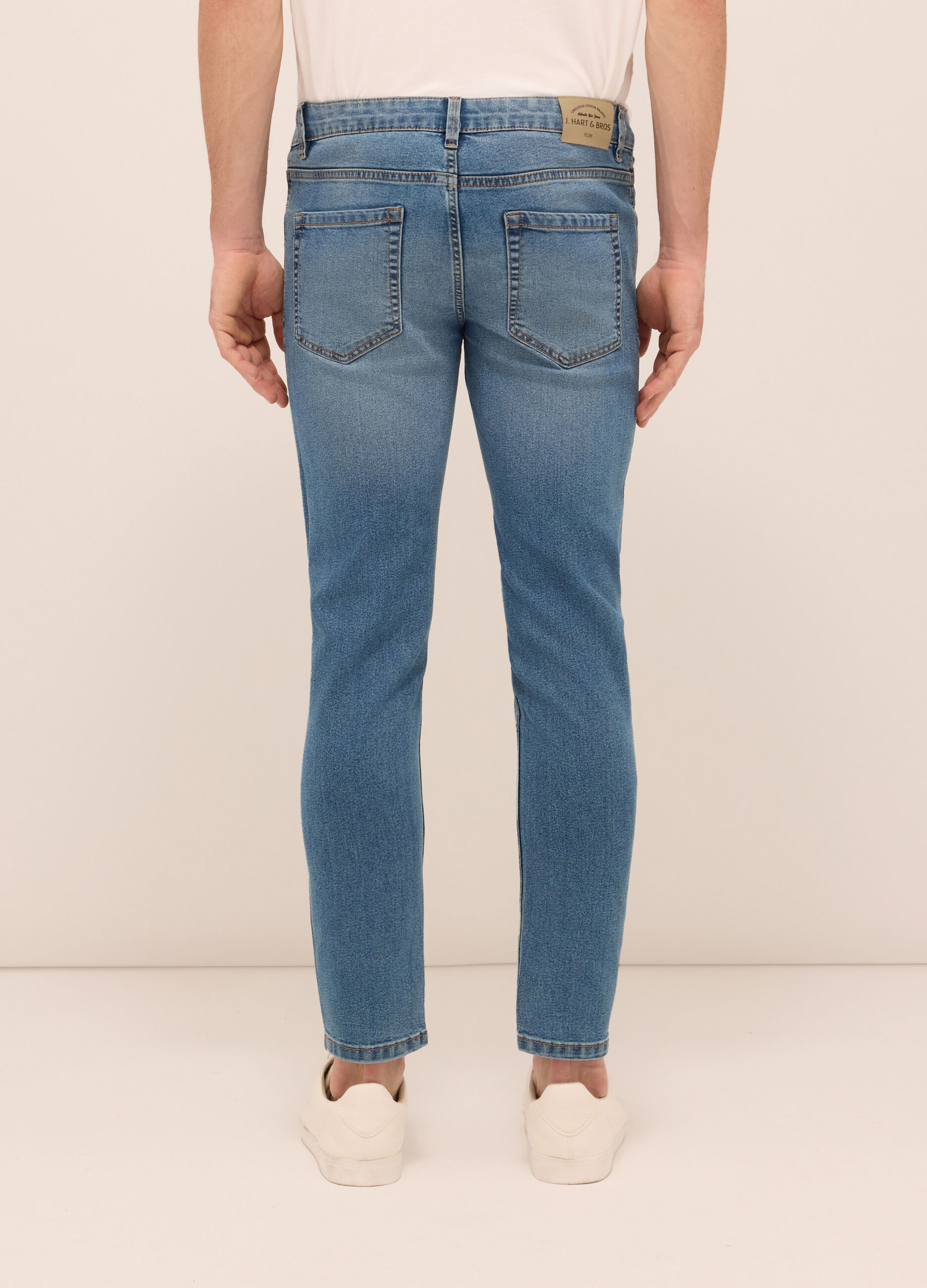 Jeans 5 tasche slim fit in denim di cotone stretch uomo_1
