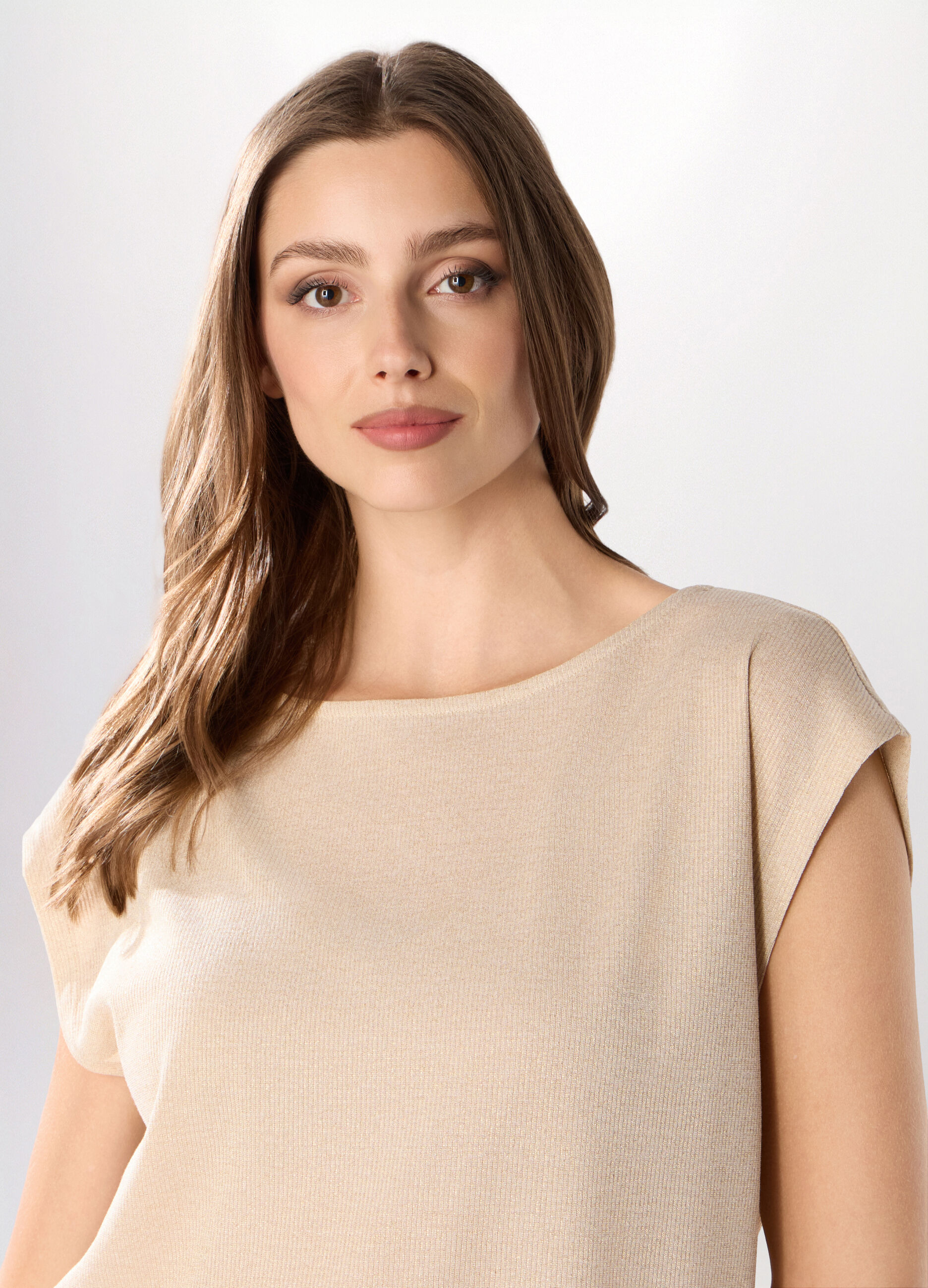 Top con lavorazione in filo lurex donna_2