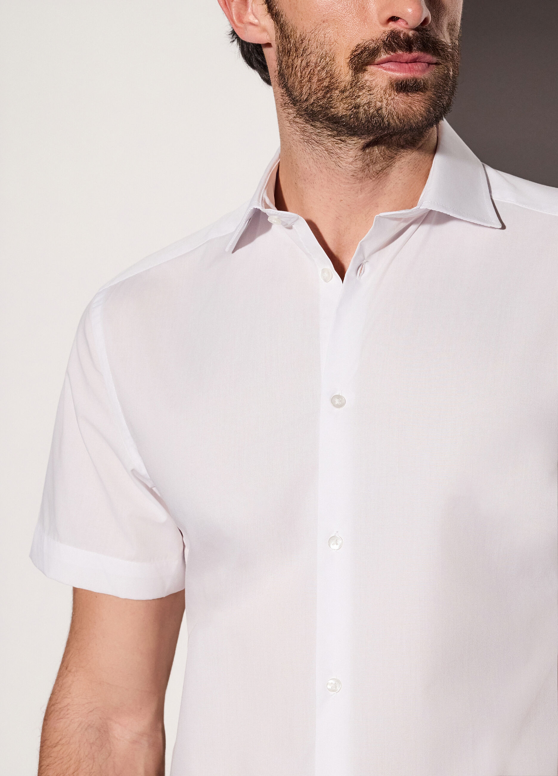 Camicia a maniche corte in misto cotone uomo_2
