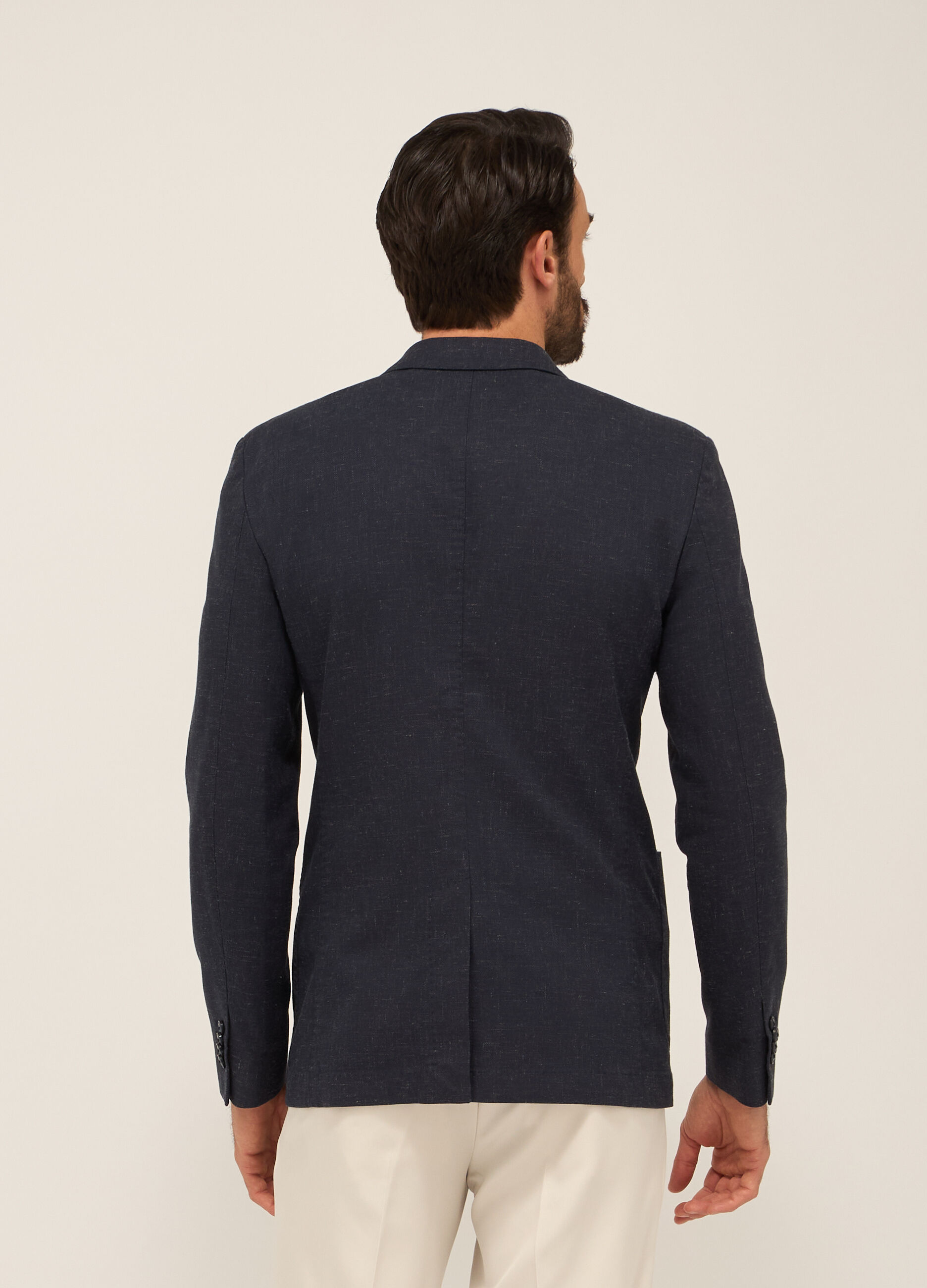 Blazer in cotone e lino fiammato uomo_1