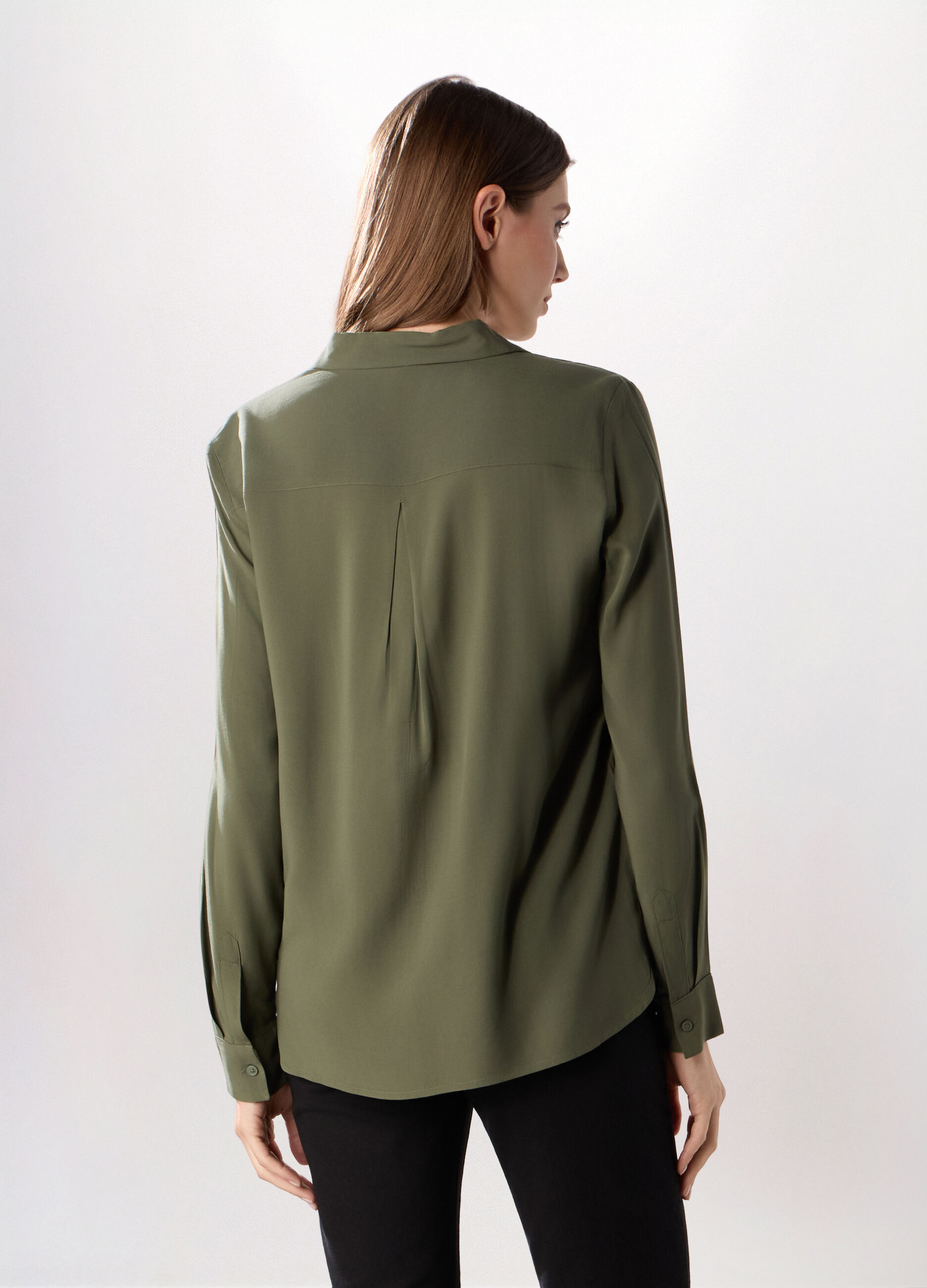 Camicia in pura viscosa tinta unita donna_1