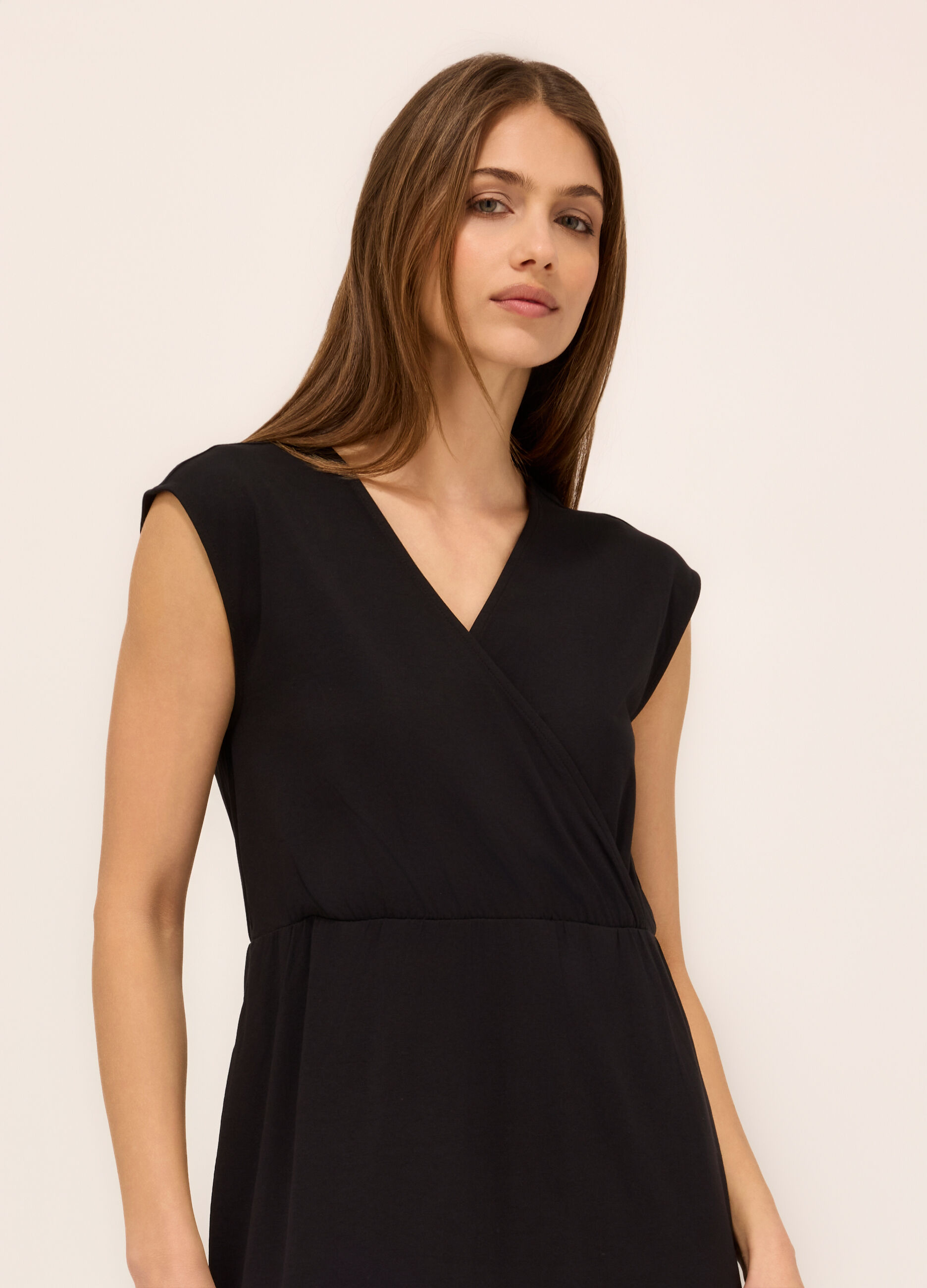 Abito smanicato in jersey di cotone stretch donna_2