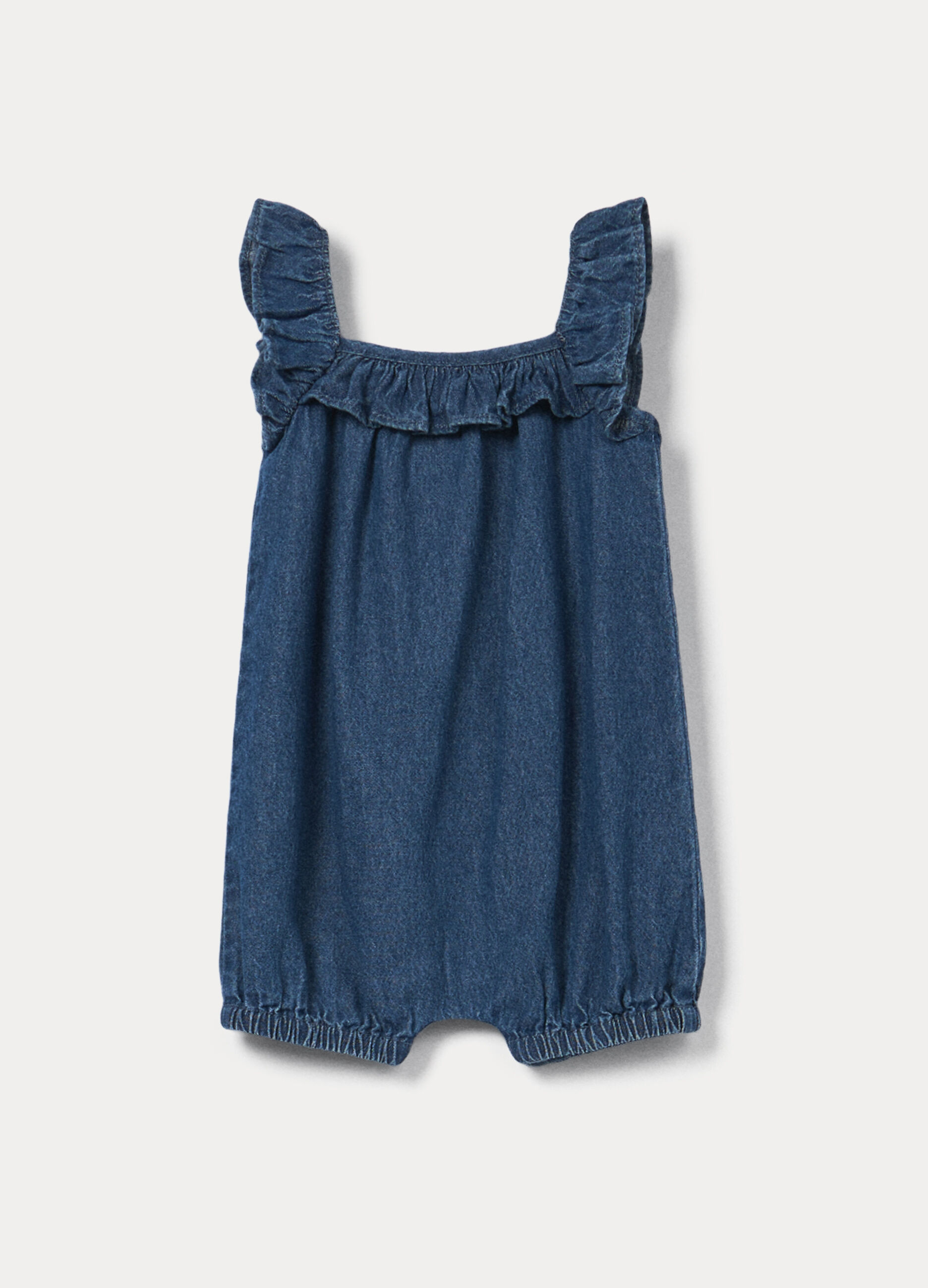 Tutina in chambray di puro cotone neonata_1