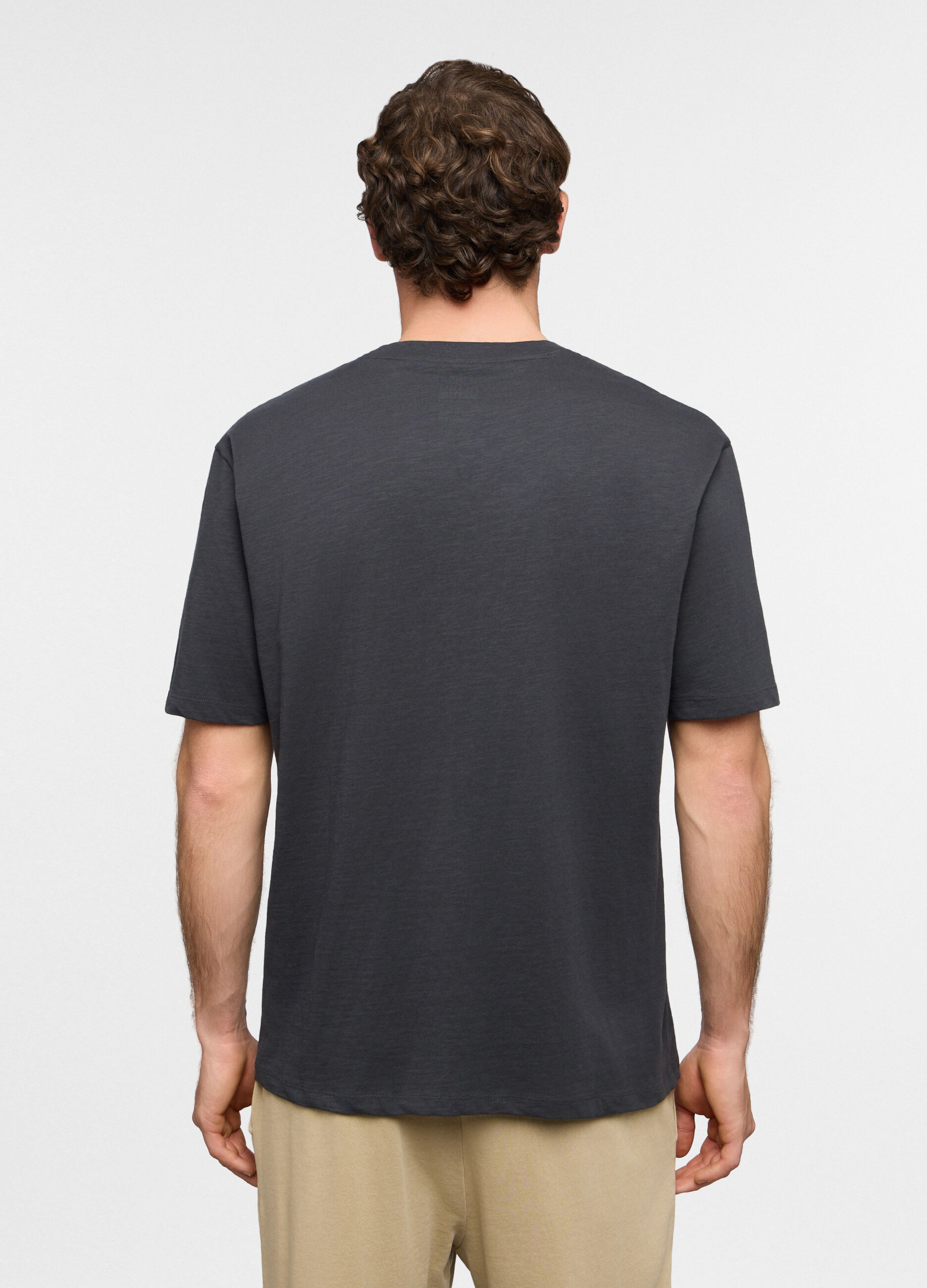 T-shirt girocollo in cotone fiammato uomo_1
