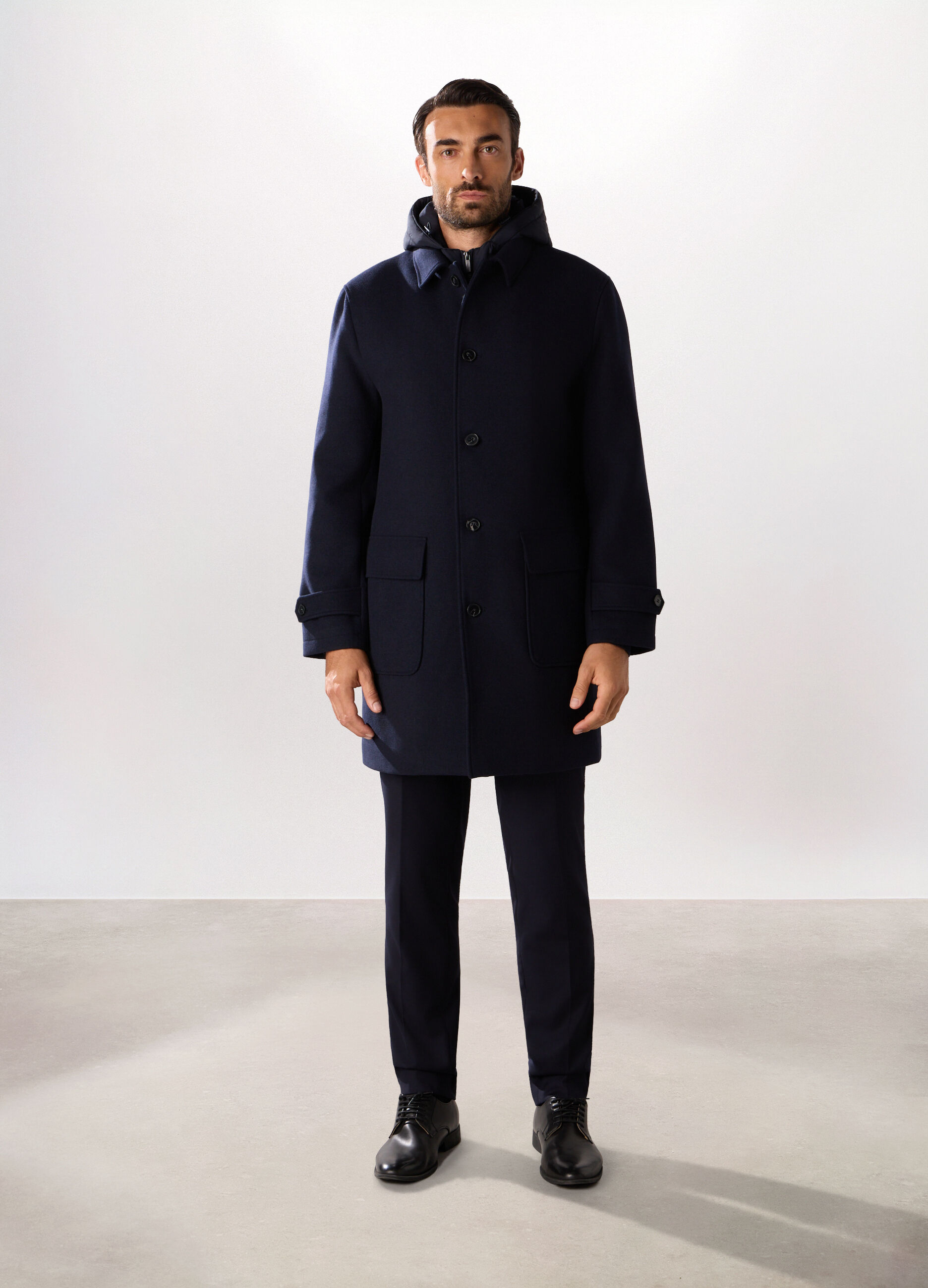 Cappotto imbottito in misto lana uomo_0