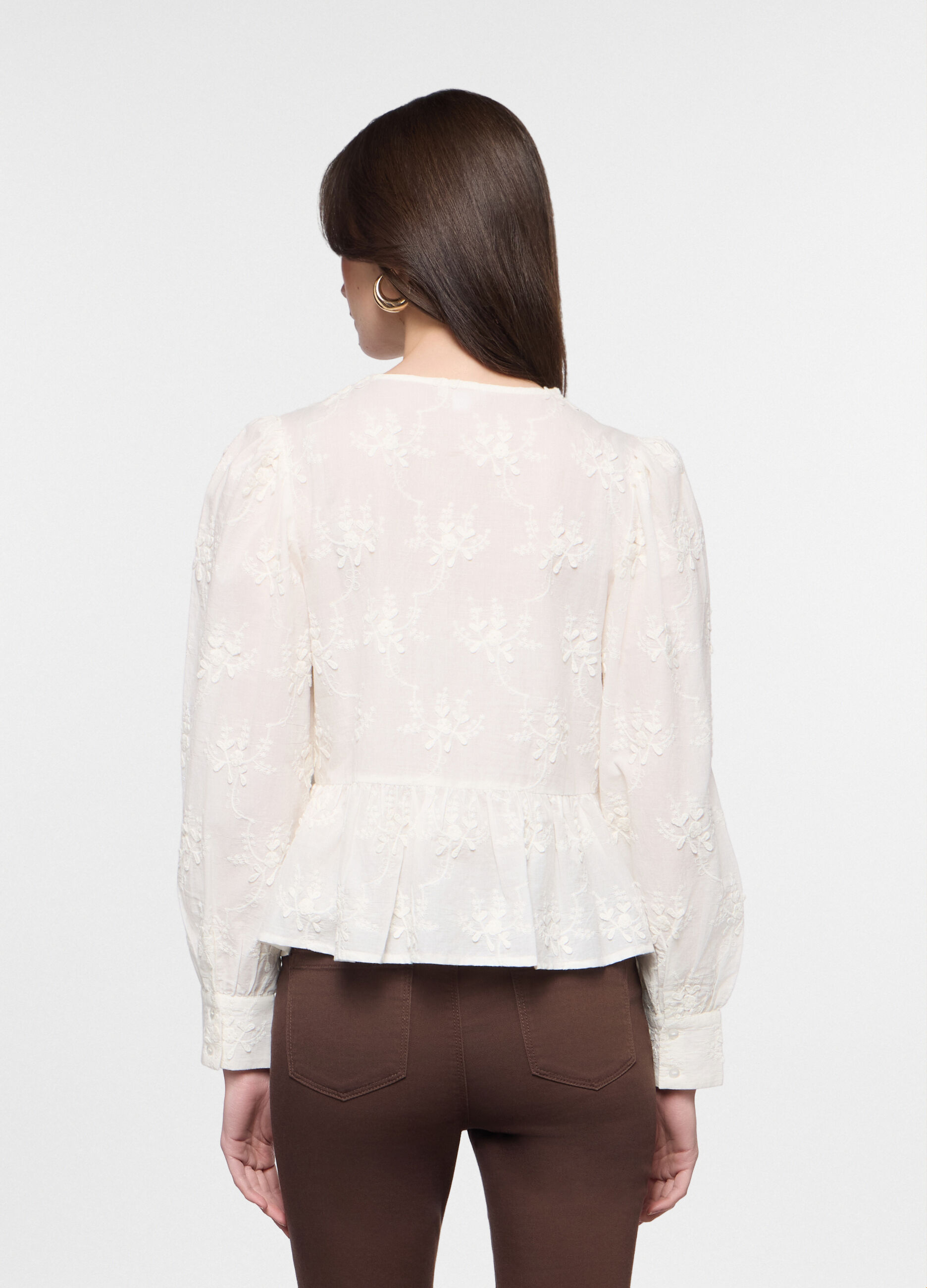 Camicia regular fit con scollo rotondo in puro cotone donna_1