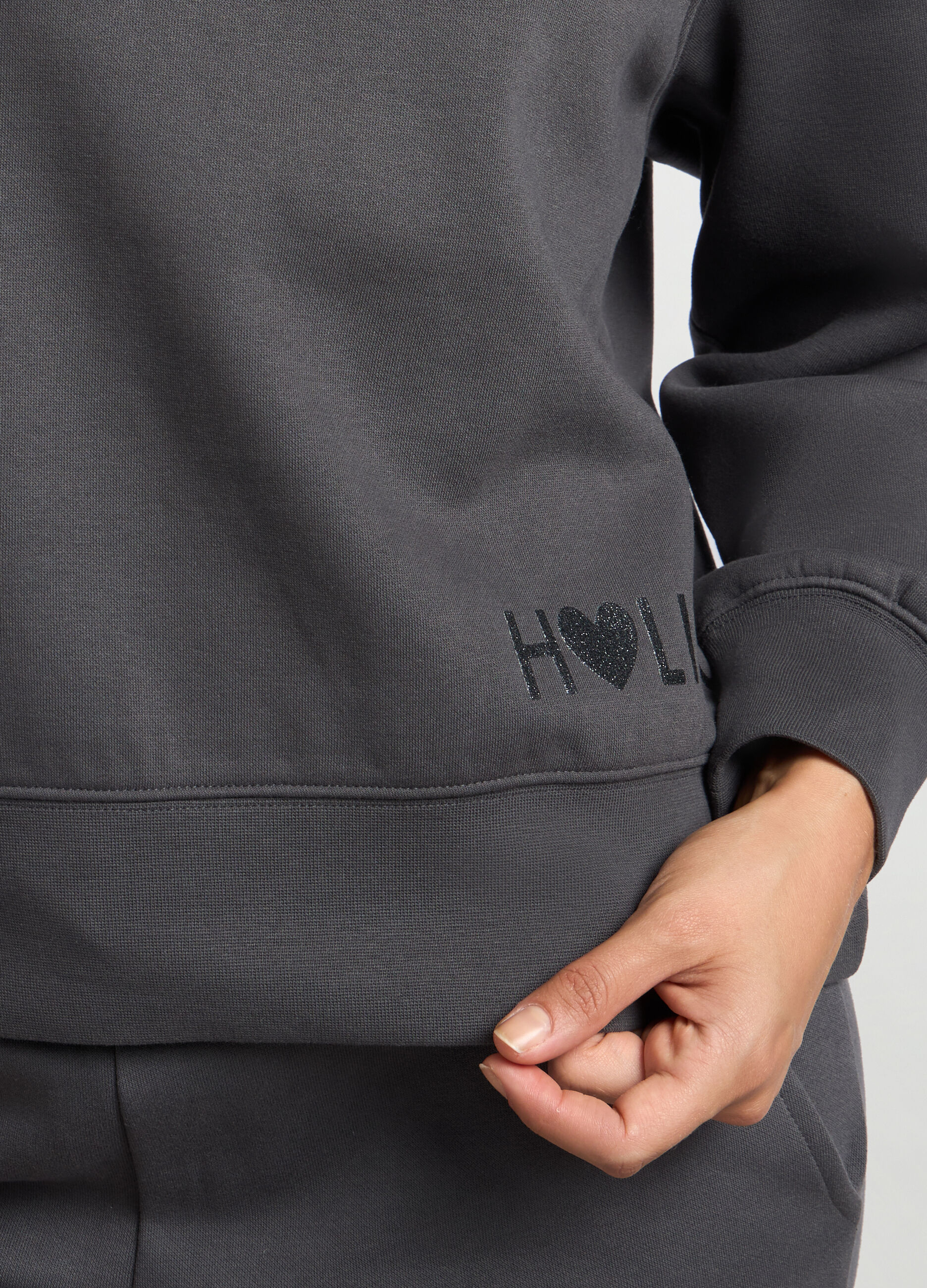 Felpa misto cotone con cappuccio fitness donna _2