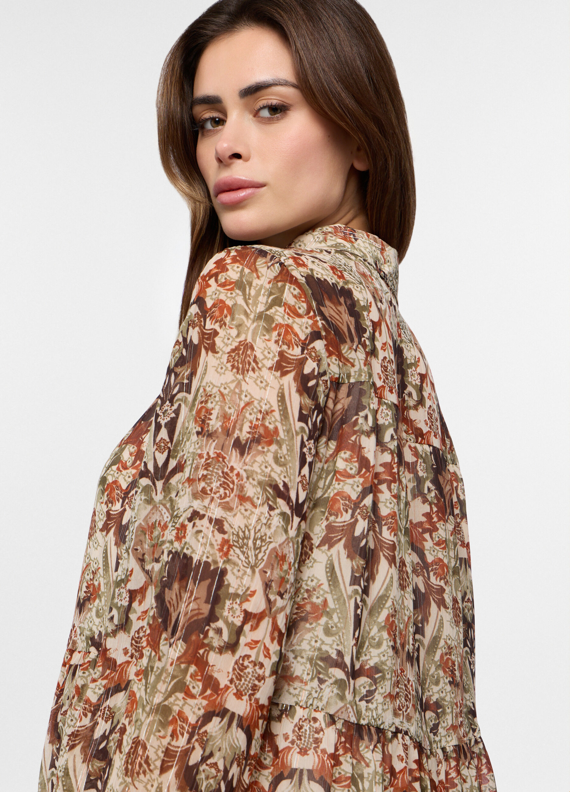 Abito corto crepe a balze donna_2