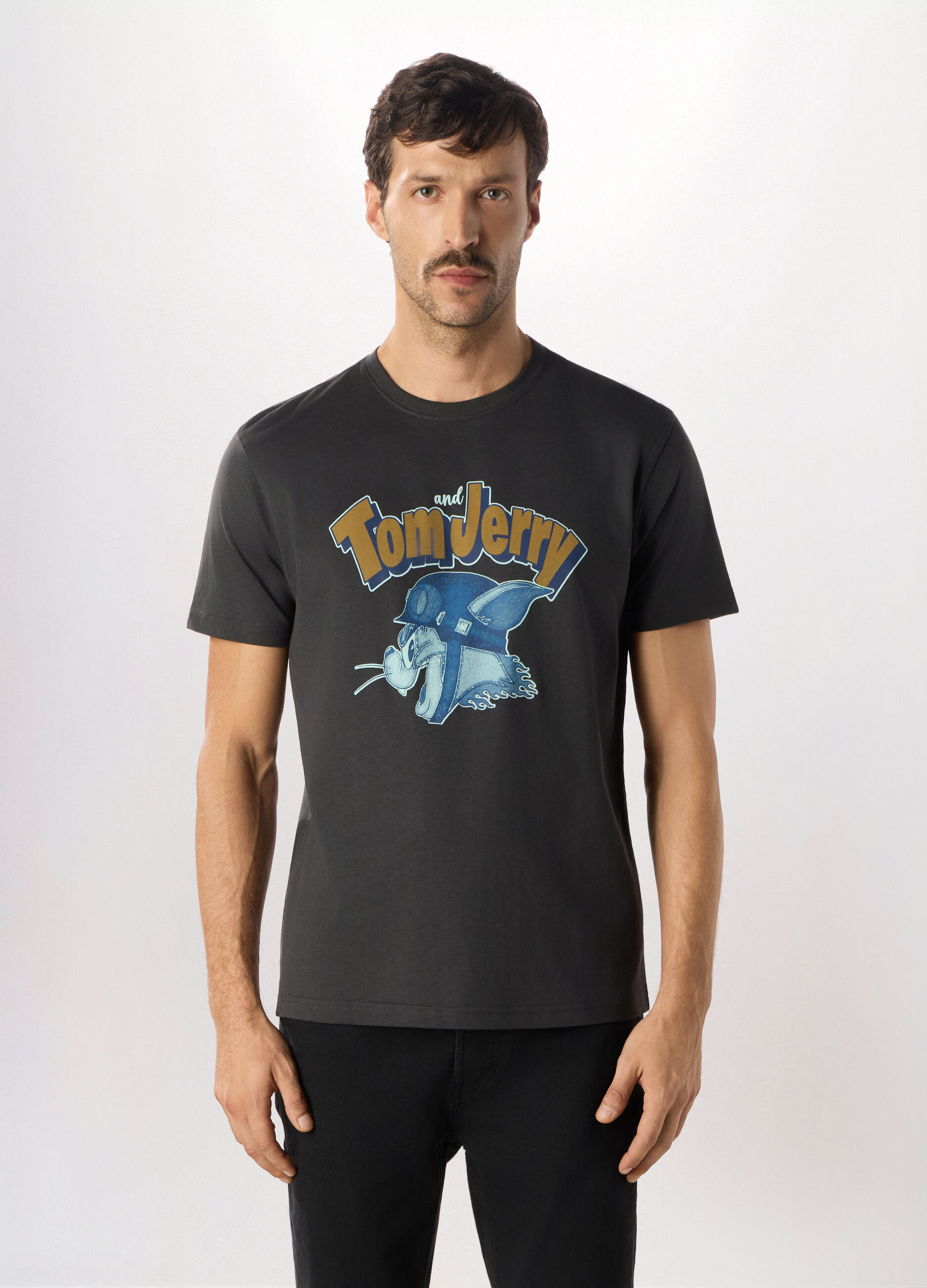 T-shirt con stampa Tom & Jerry in cotone uomo_0