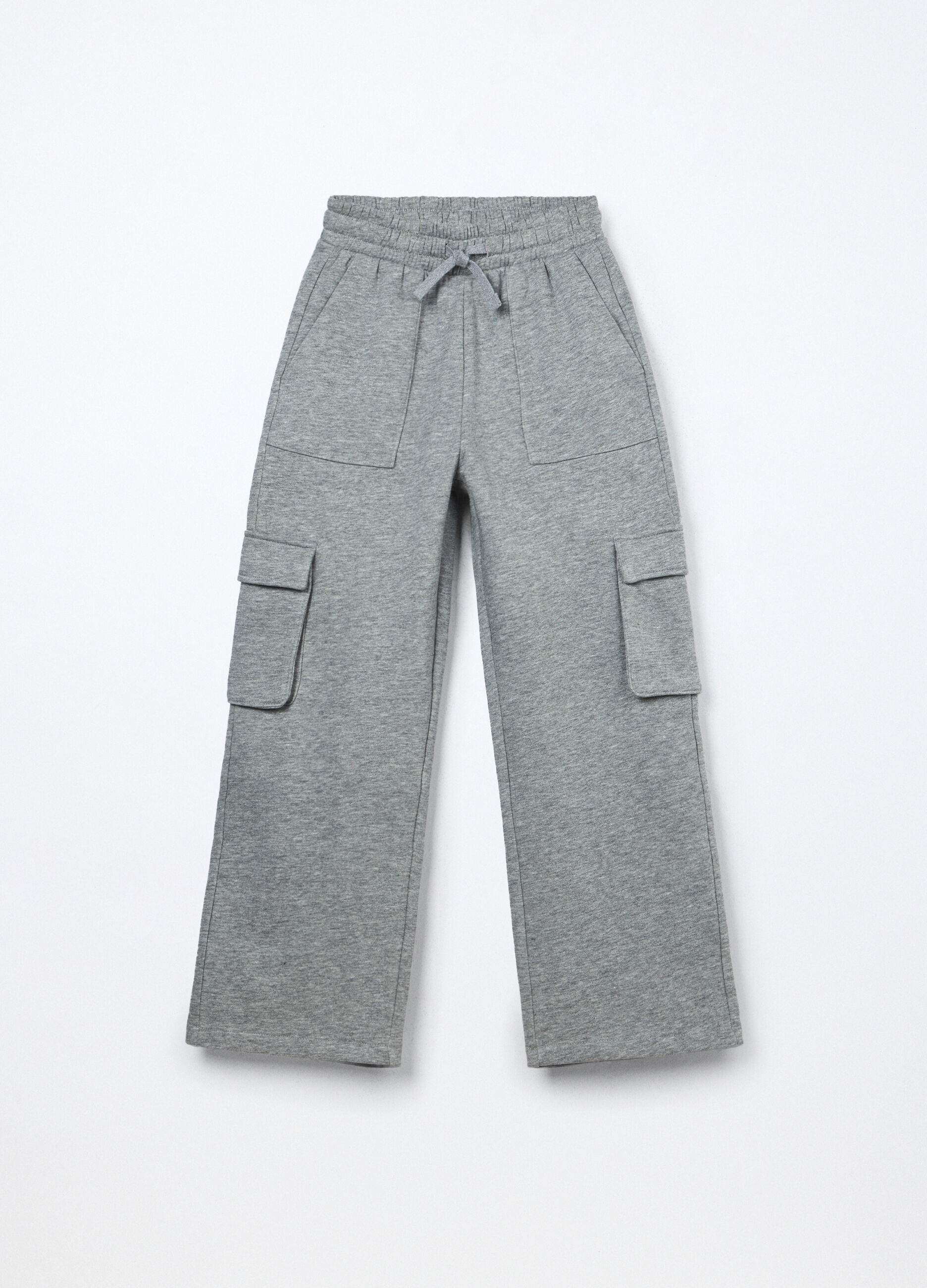 Pantaloni cargo in misto cotone fleece ragazza_0