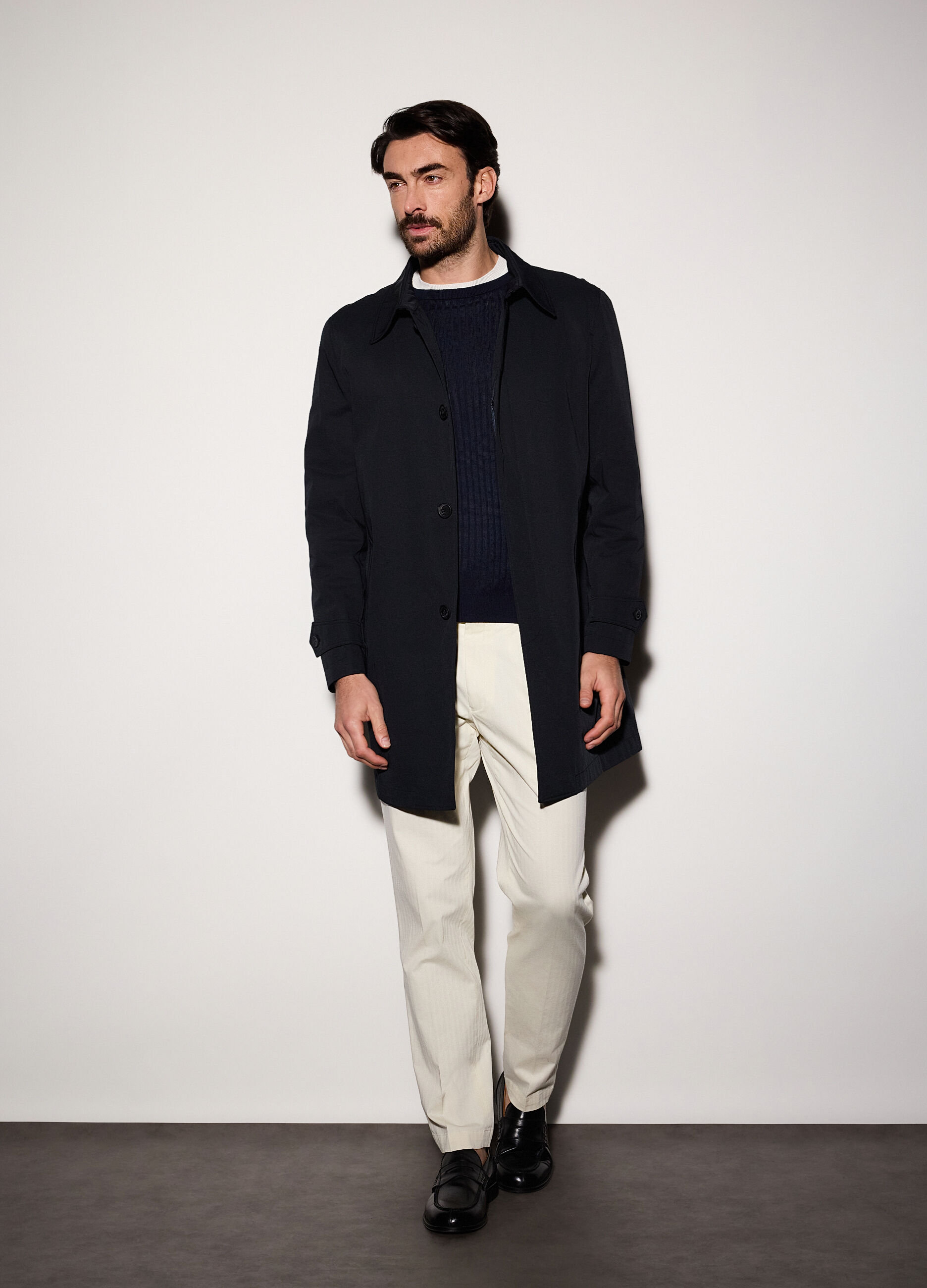 Pantalone chino bianco slim fit in cotone stretch uomo_0