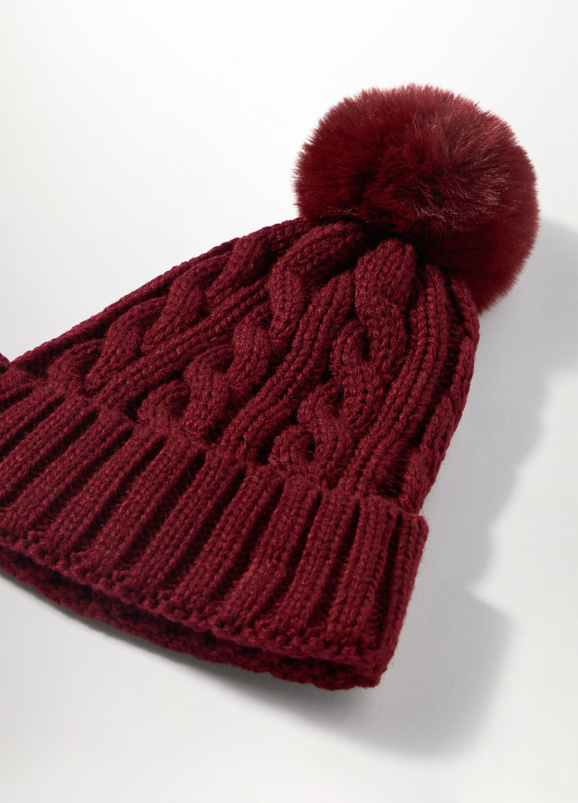 Berretto tricot con pon pom donna_2