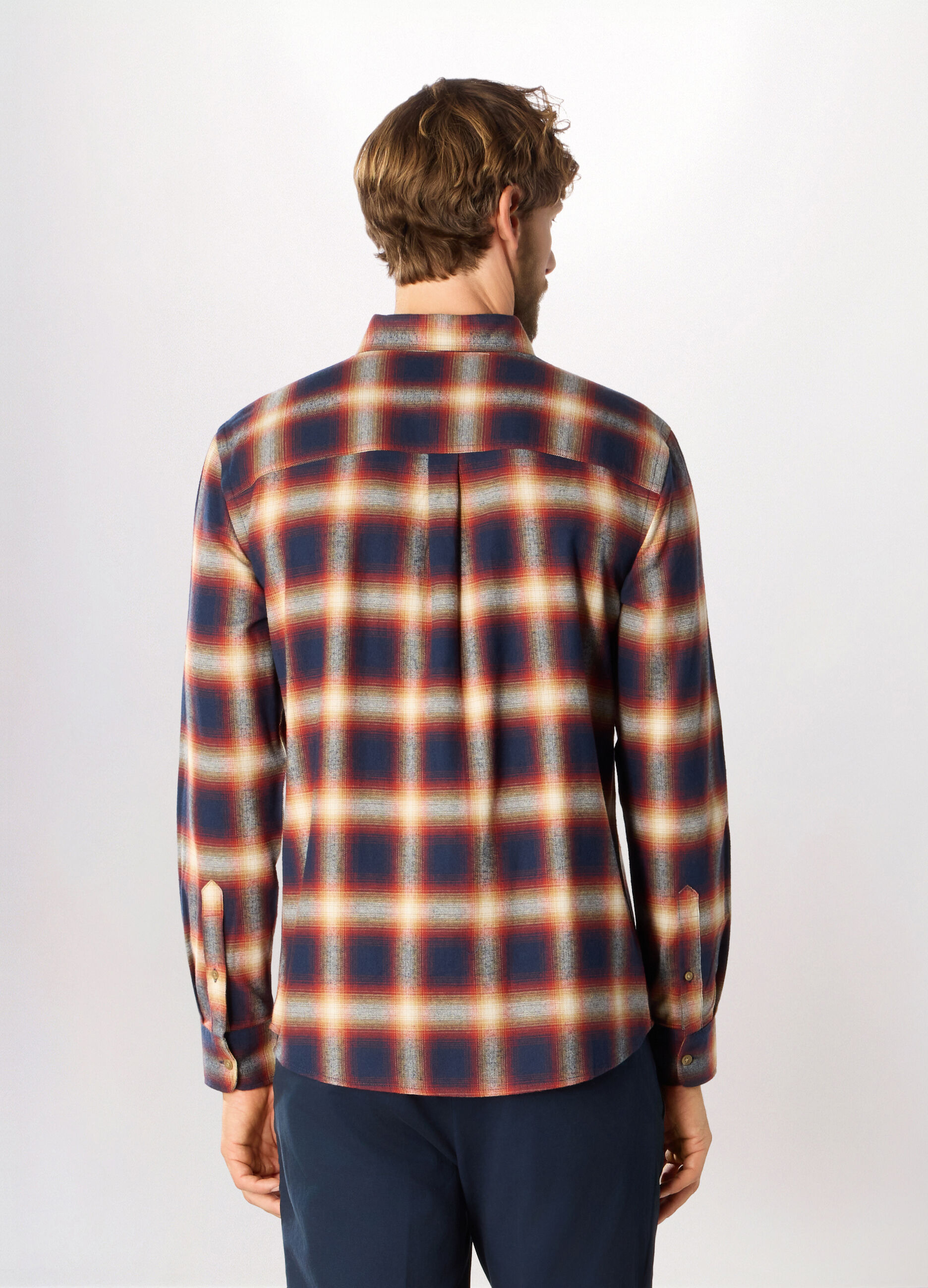 Camicia slim fit in flanella di cotone uomo_1