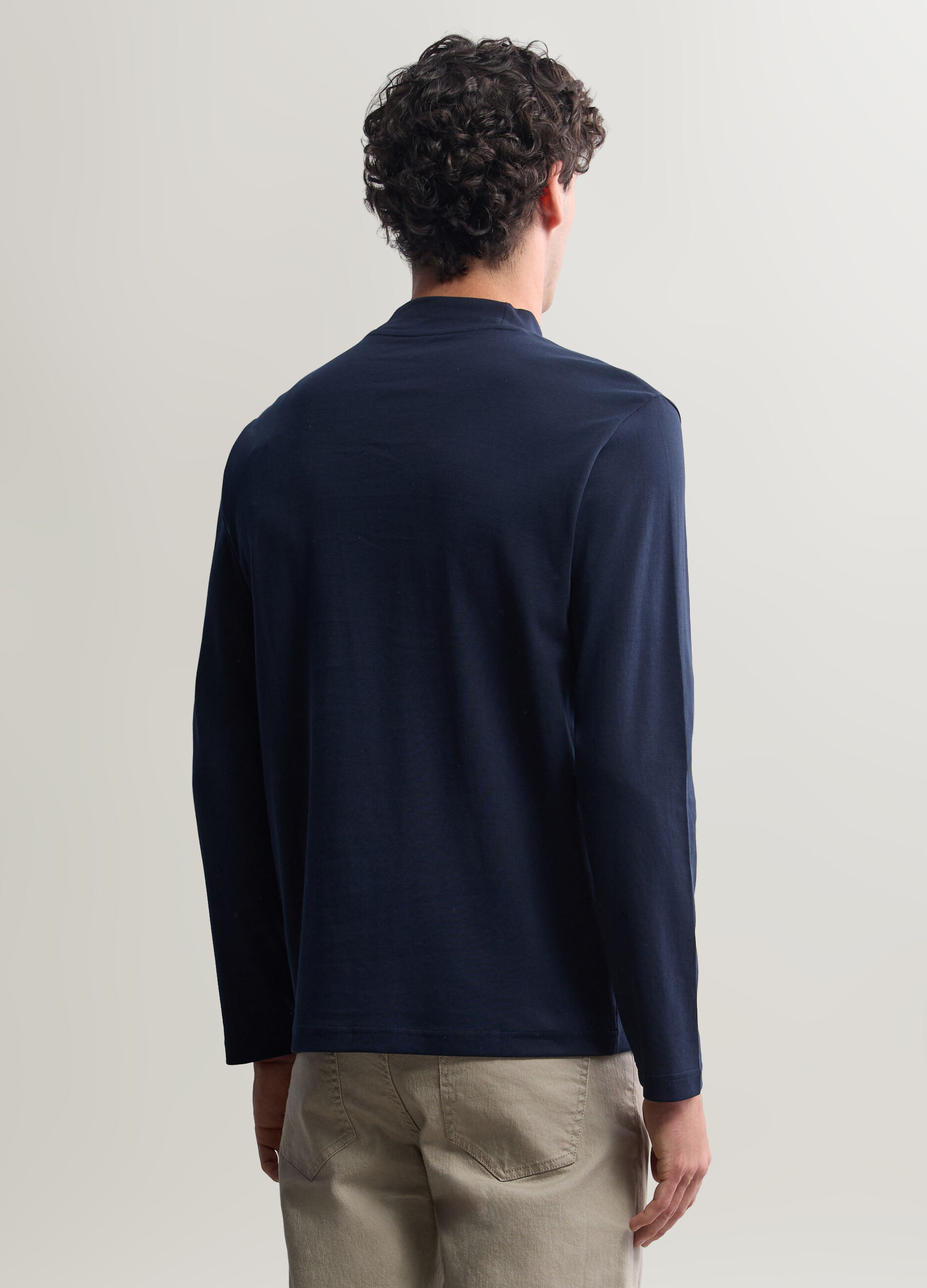 Maglia lupetto in interlock di cotone uomo_1