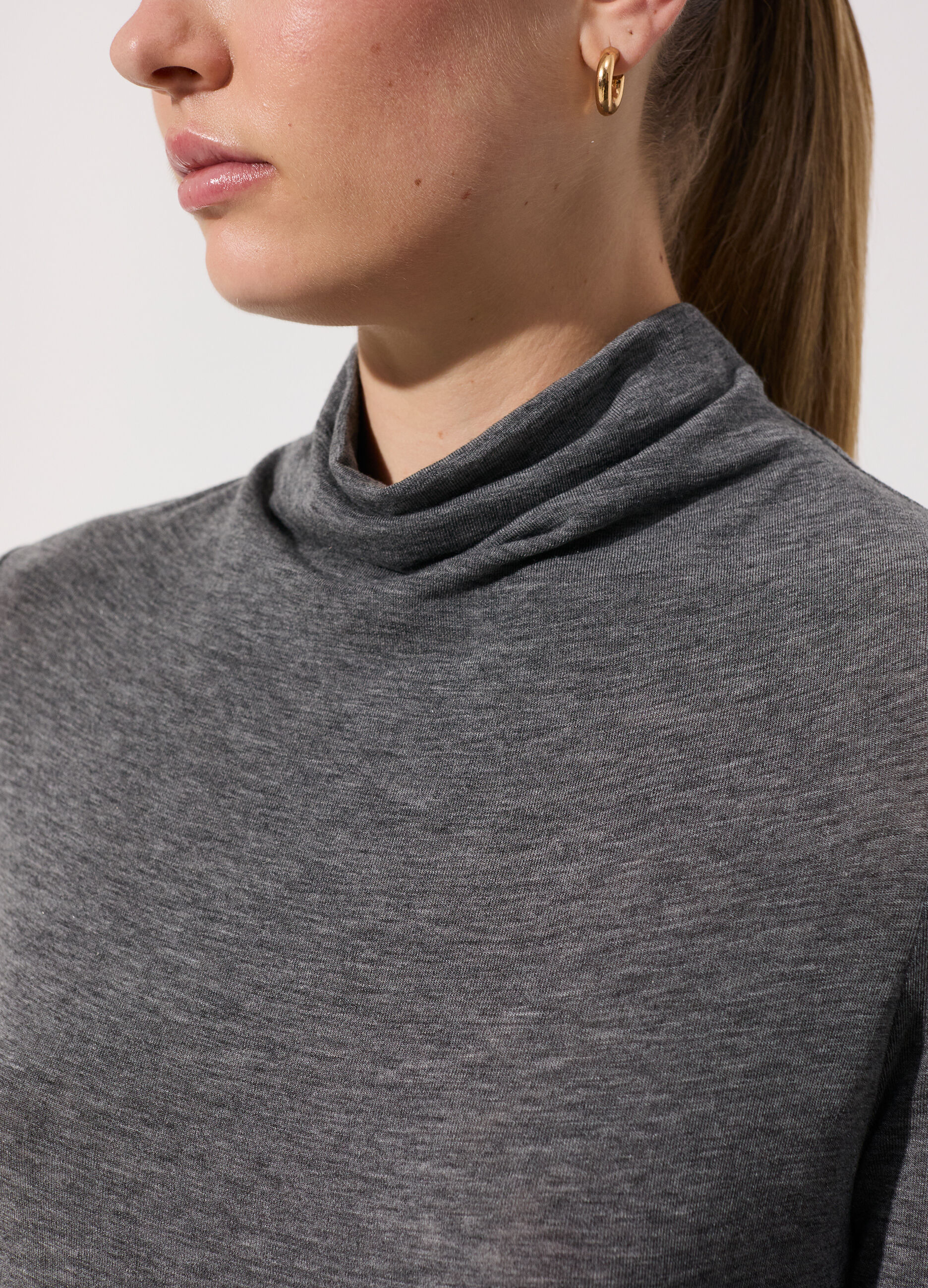Lupetto tricot a maniche lunghe in misto lana donna_3