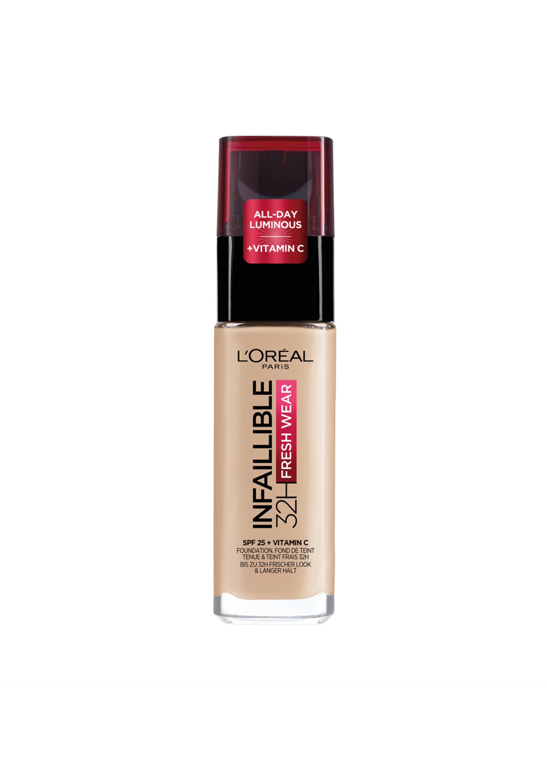L'Oréal Paris Fondotinta Liquido Infaillible 32H, Coprente a Lunga Tenuta 32H, Formula Waterproof Idratante, 130 Beige Peau, 30ml._0