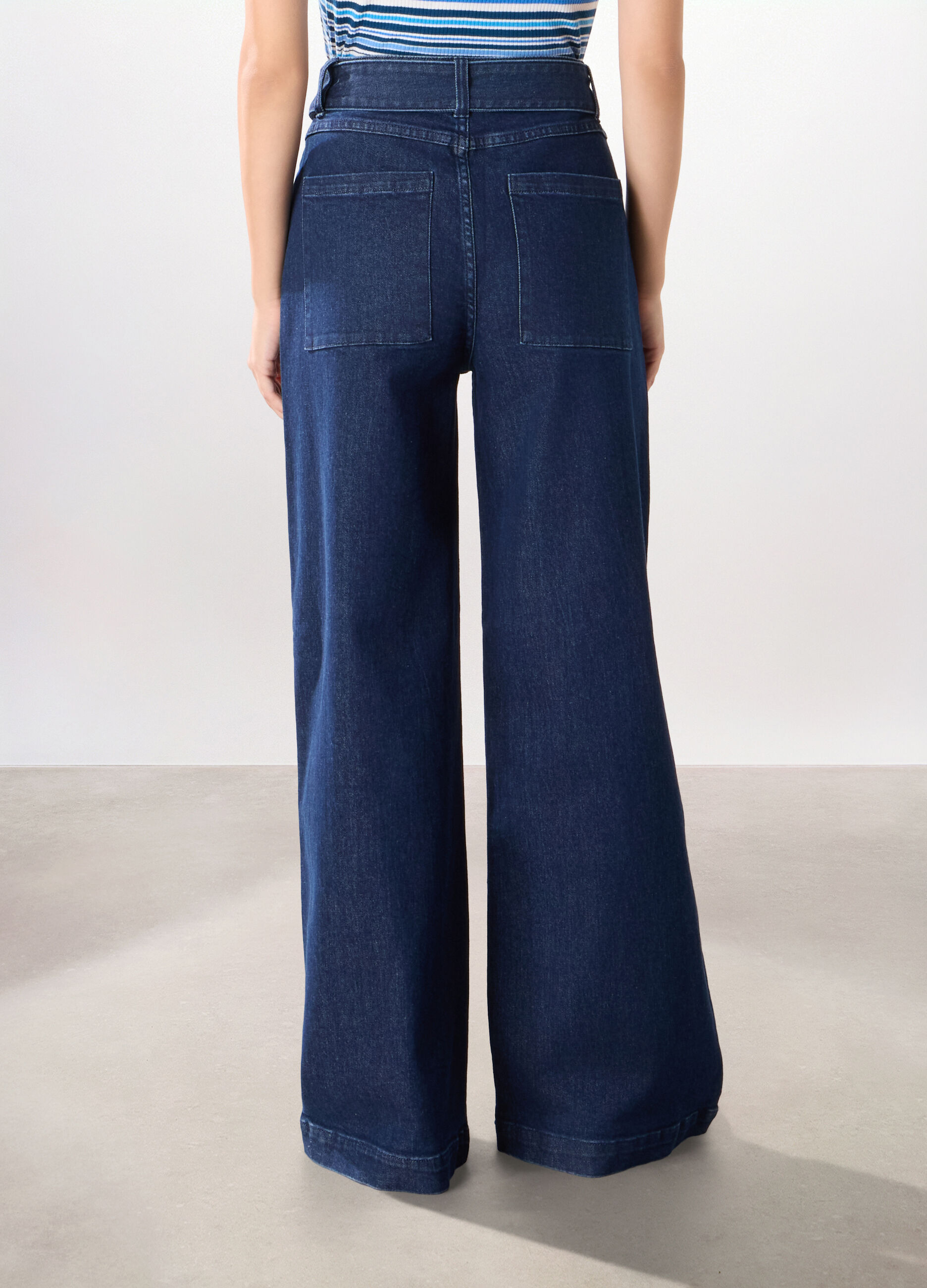 Pantaloni in denim di cotone stretch donna_1