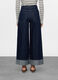 Pantaloni wide leg in denim di puro cotone donna_1