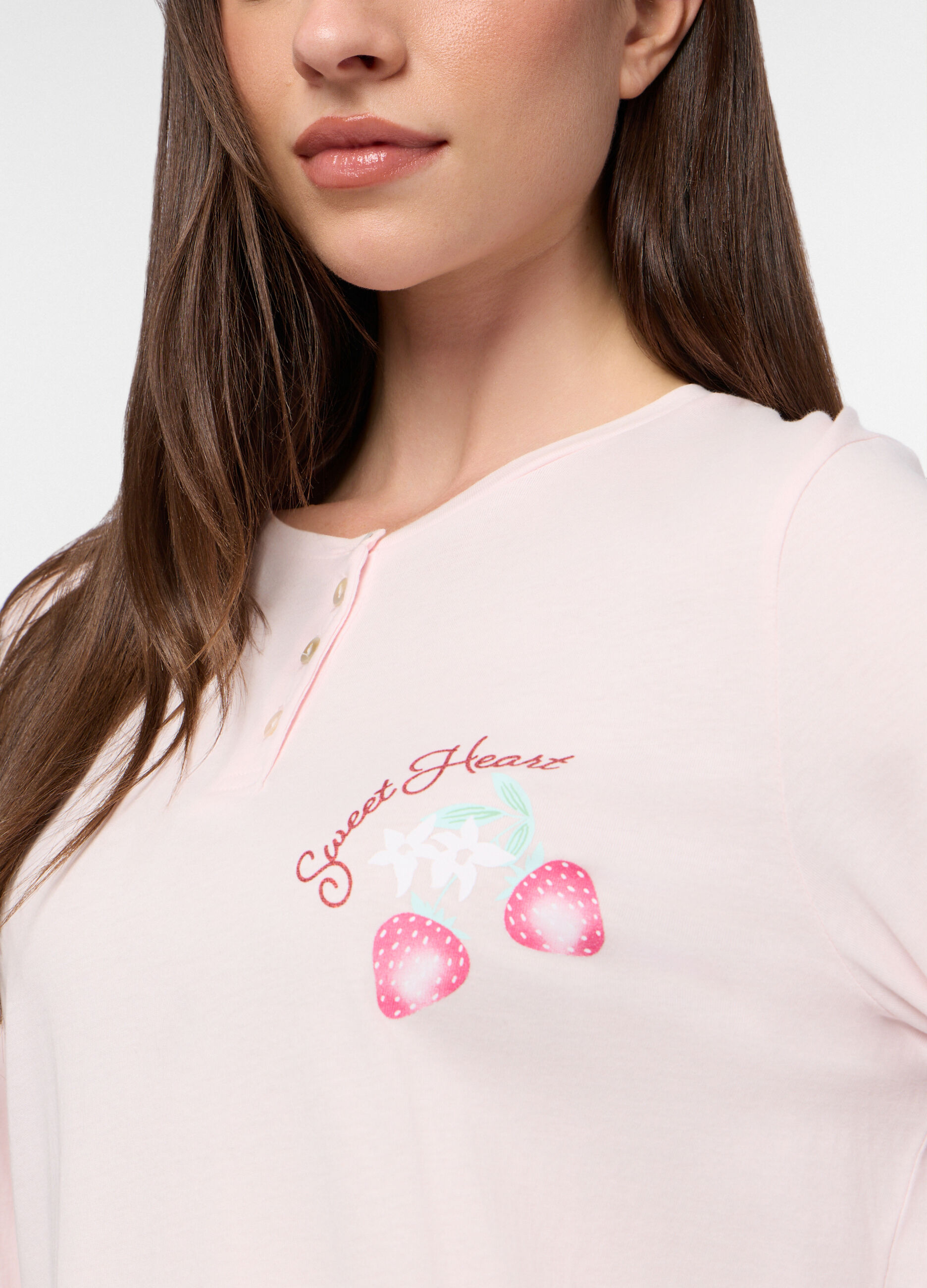 Set pigiama lungo in jersey di puro cotone donna_2