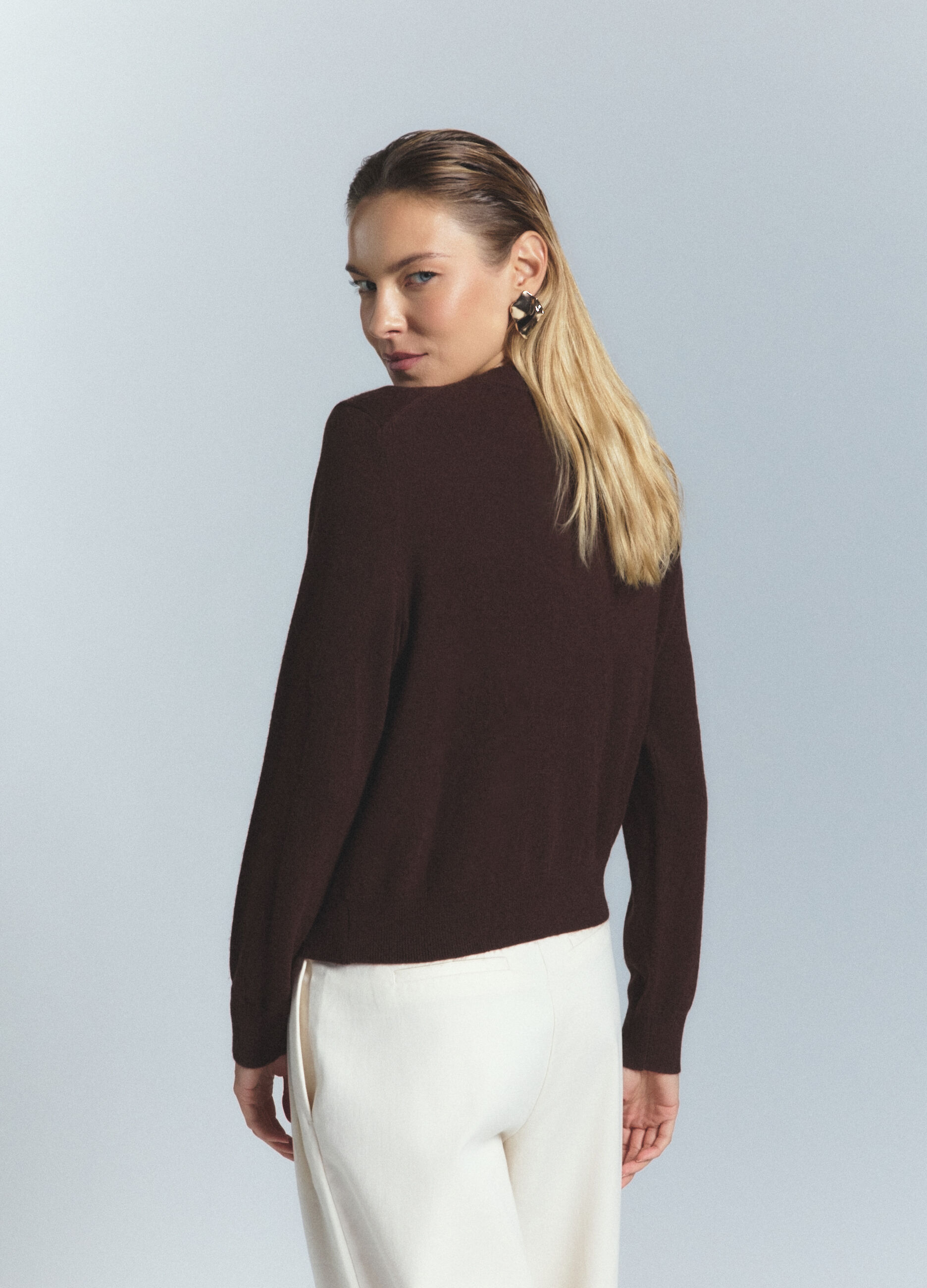 Cardigan girocollo rasato donna_3