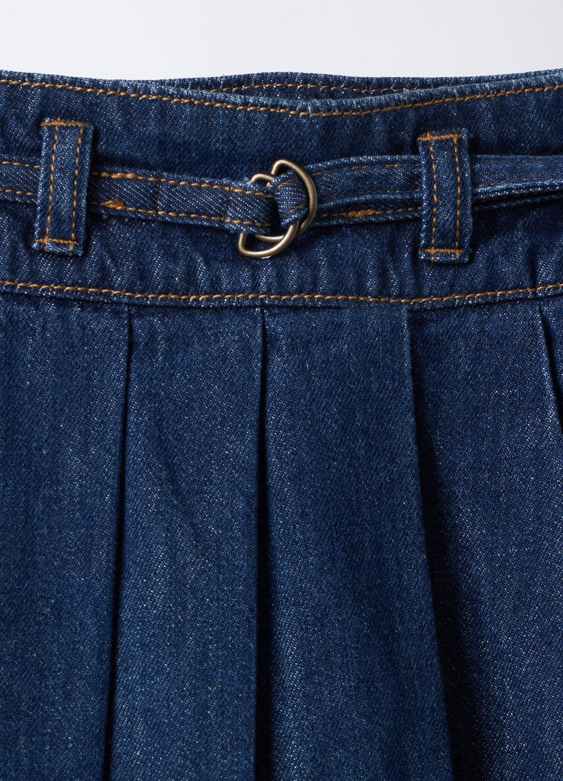 Minigonna plissettata in denim misto cotone bambina_2