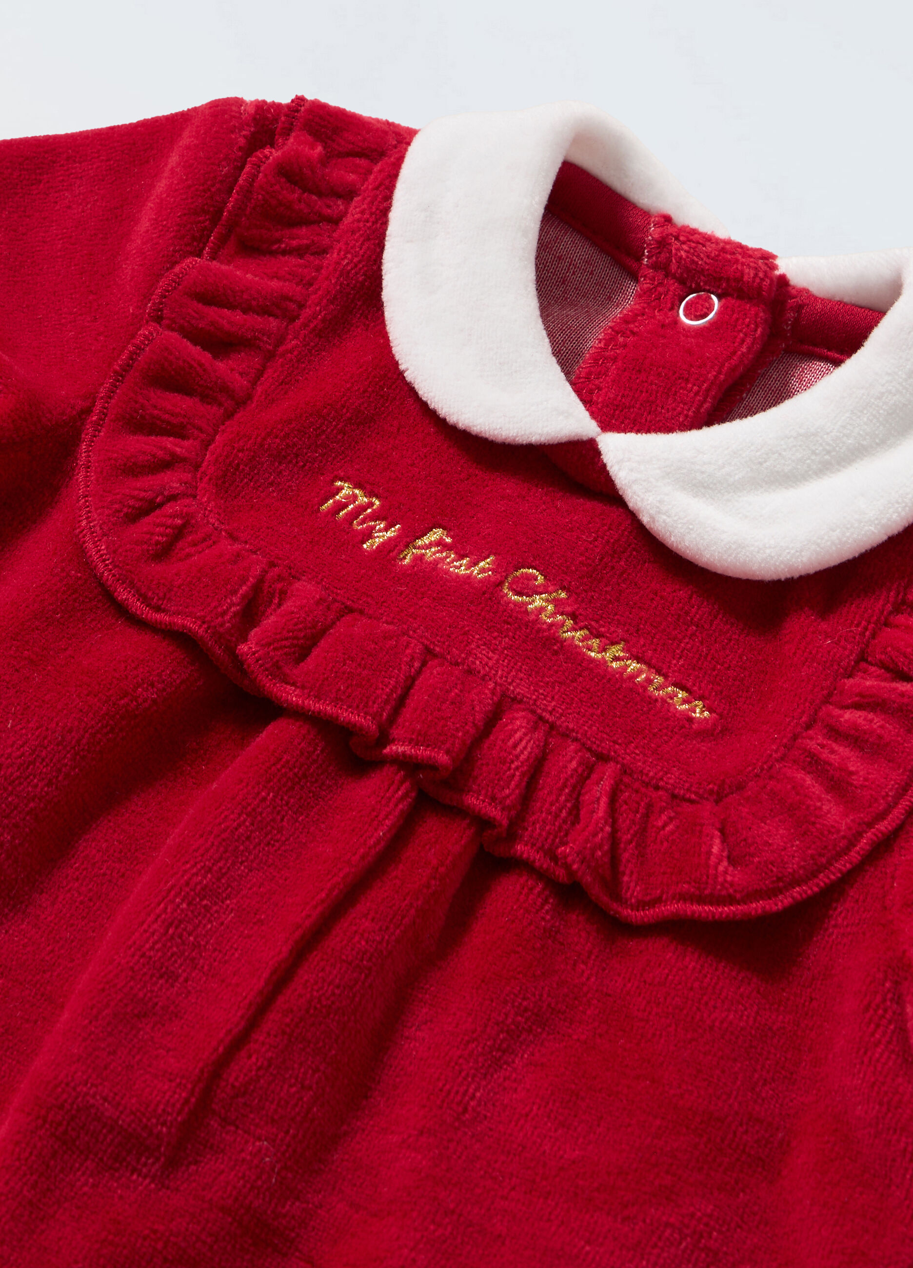 Tutina velour con rouches neonata_1