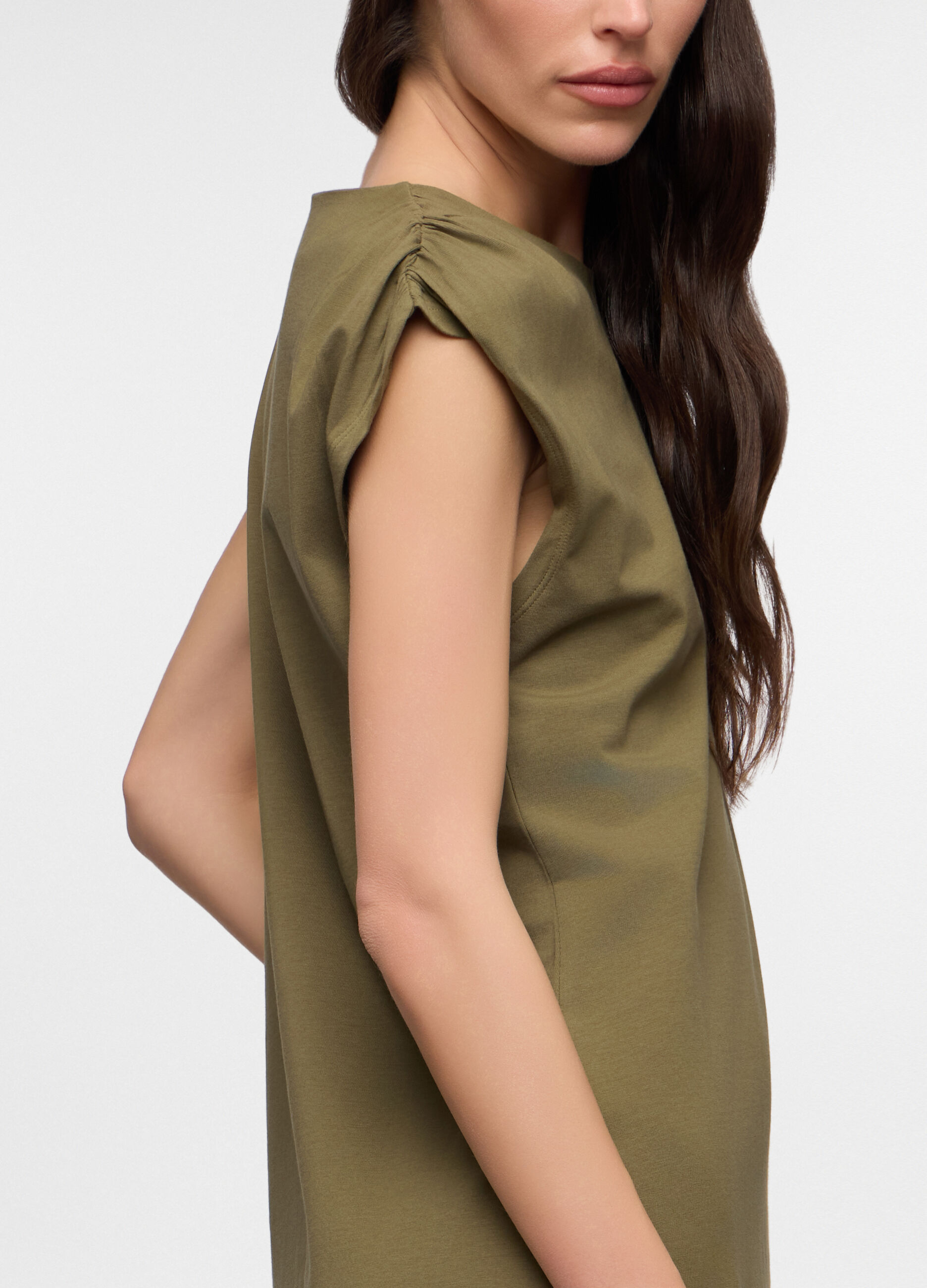 Abito smanicato in jersey di cotone stretch donna_2