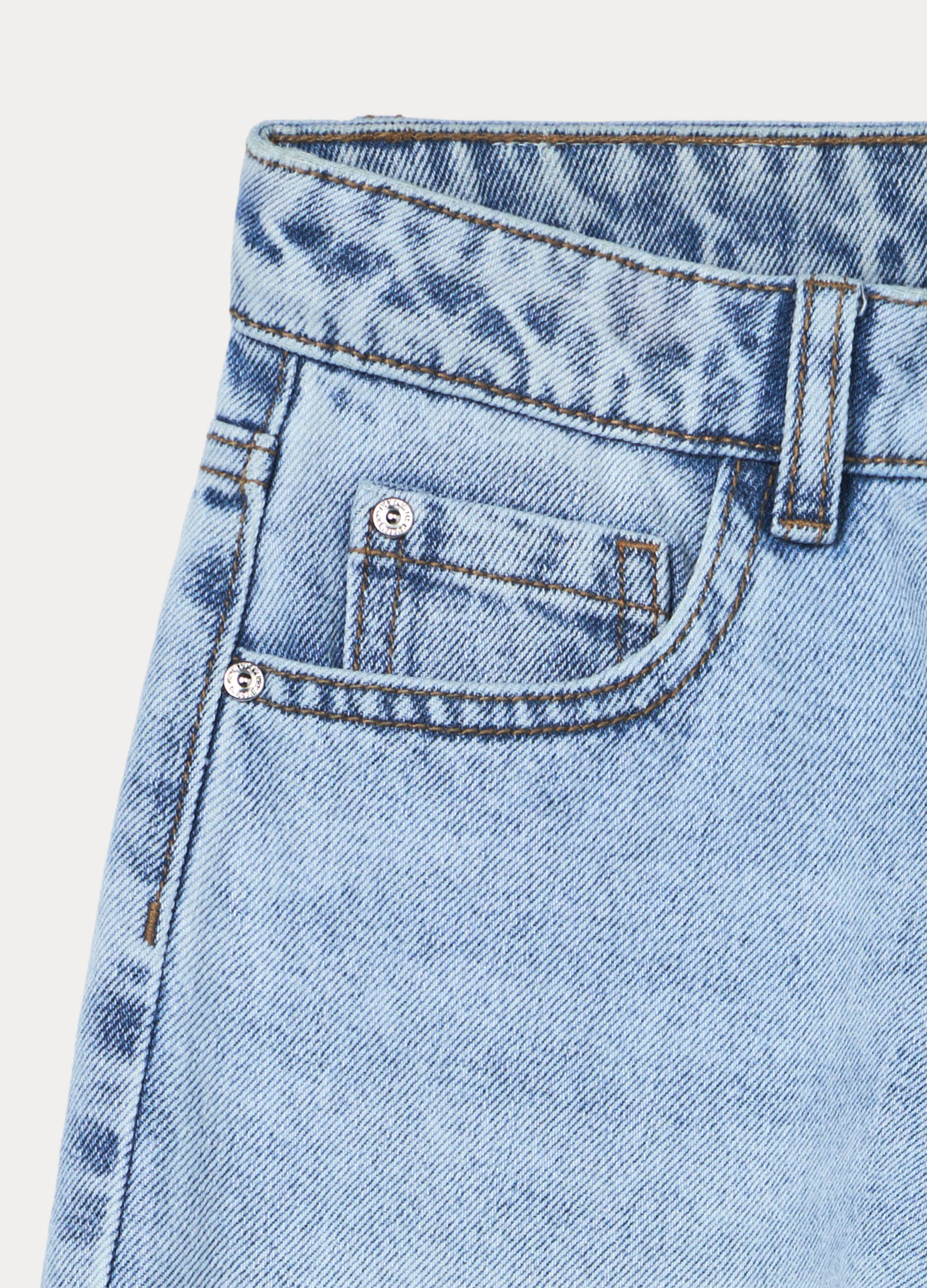 Pantaloni wide leg in denim misto cotone ragazza_2