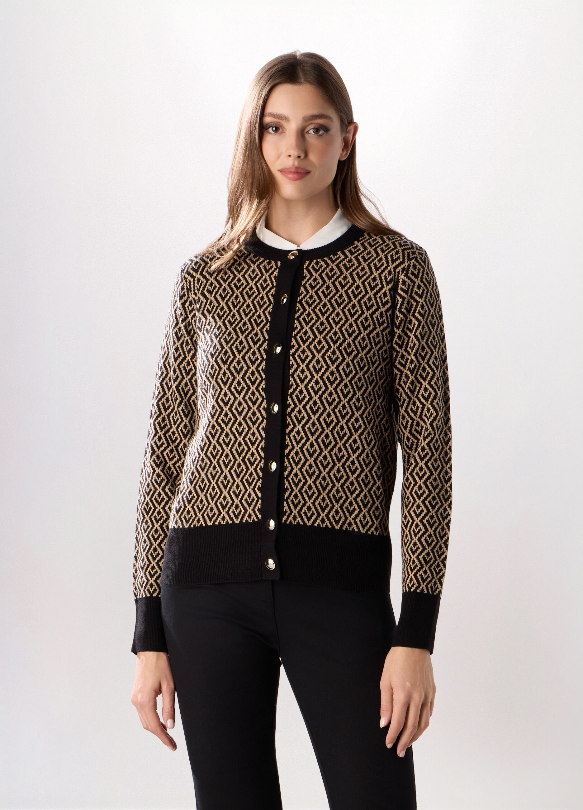 Cardigan jacquard donna_0