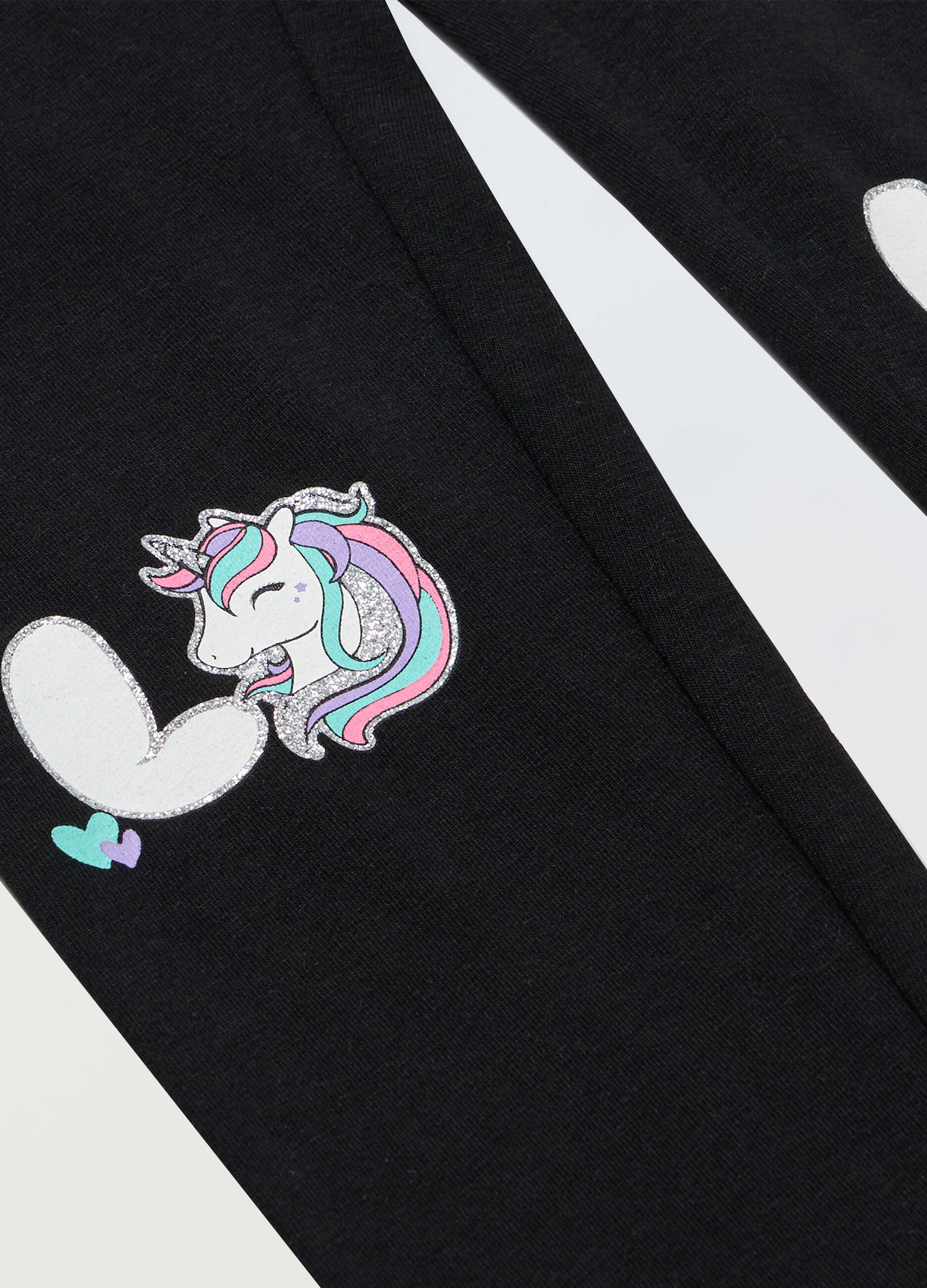 Leggings in cotone stretch con stampa bambina_1