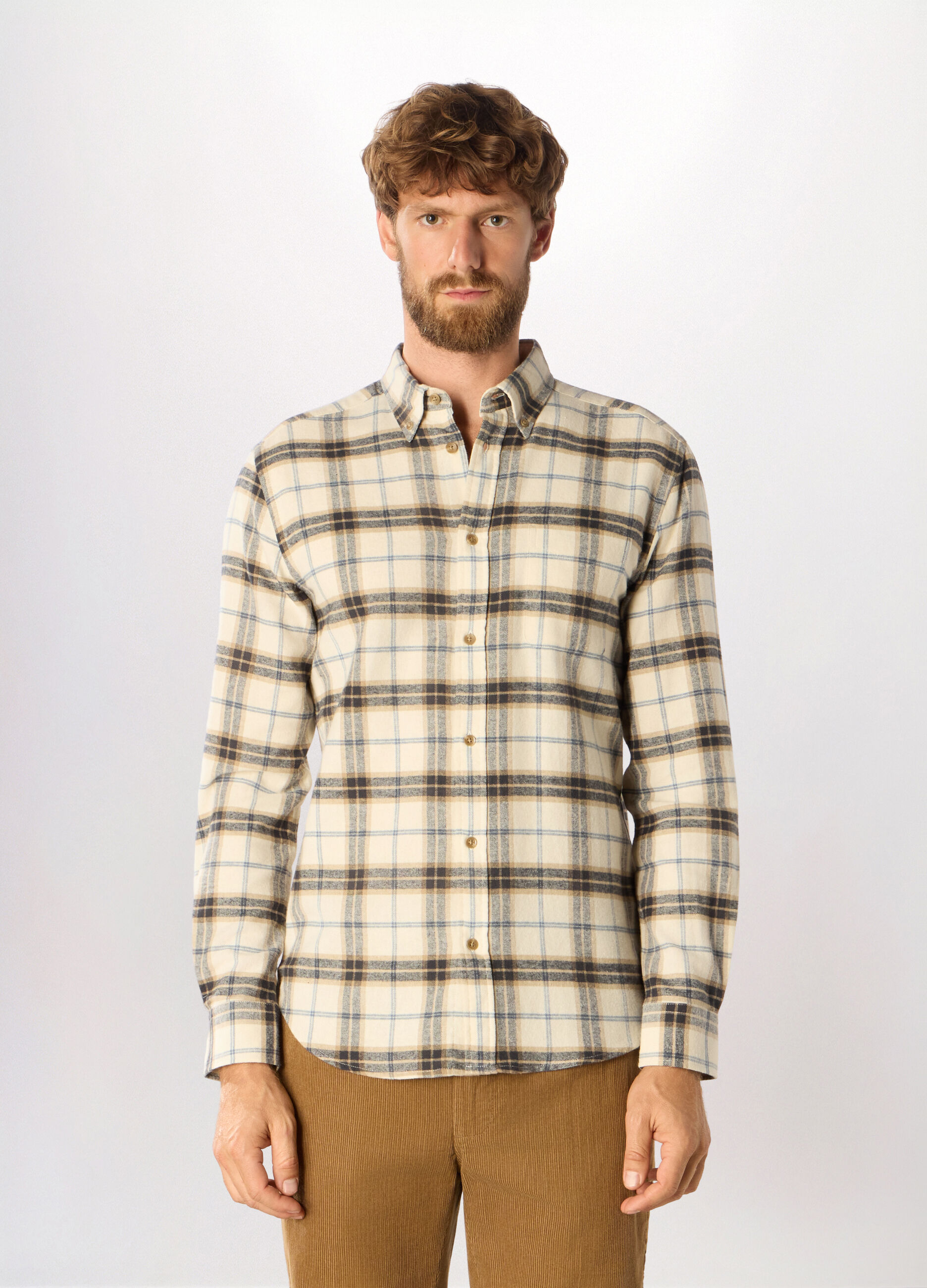 Camicia slim fit in cotone a quadri uomo_0