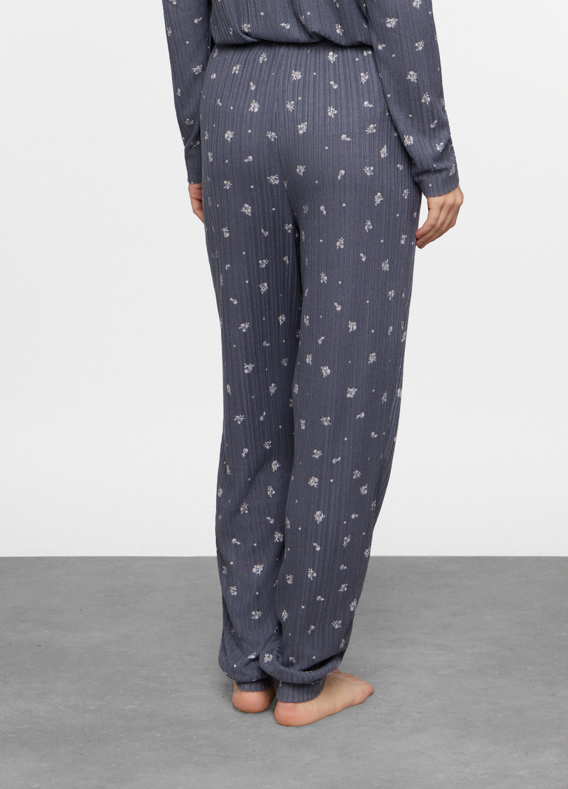 Pantaloni pigiama in costina stretch donna_1