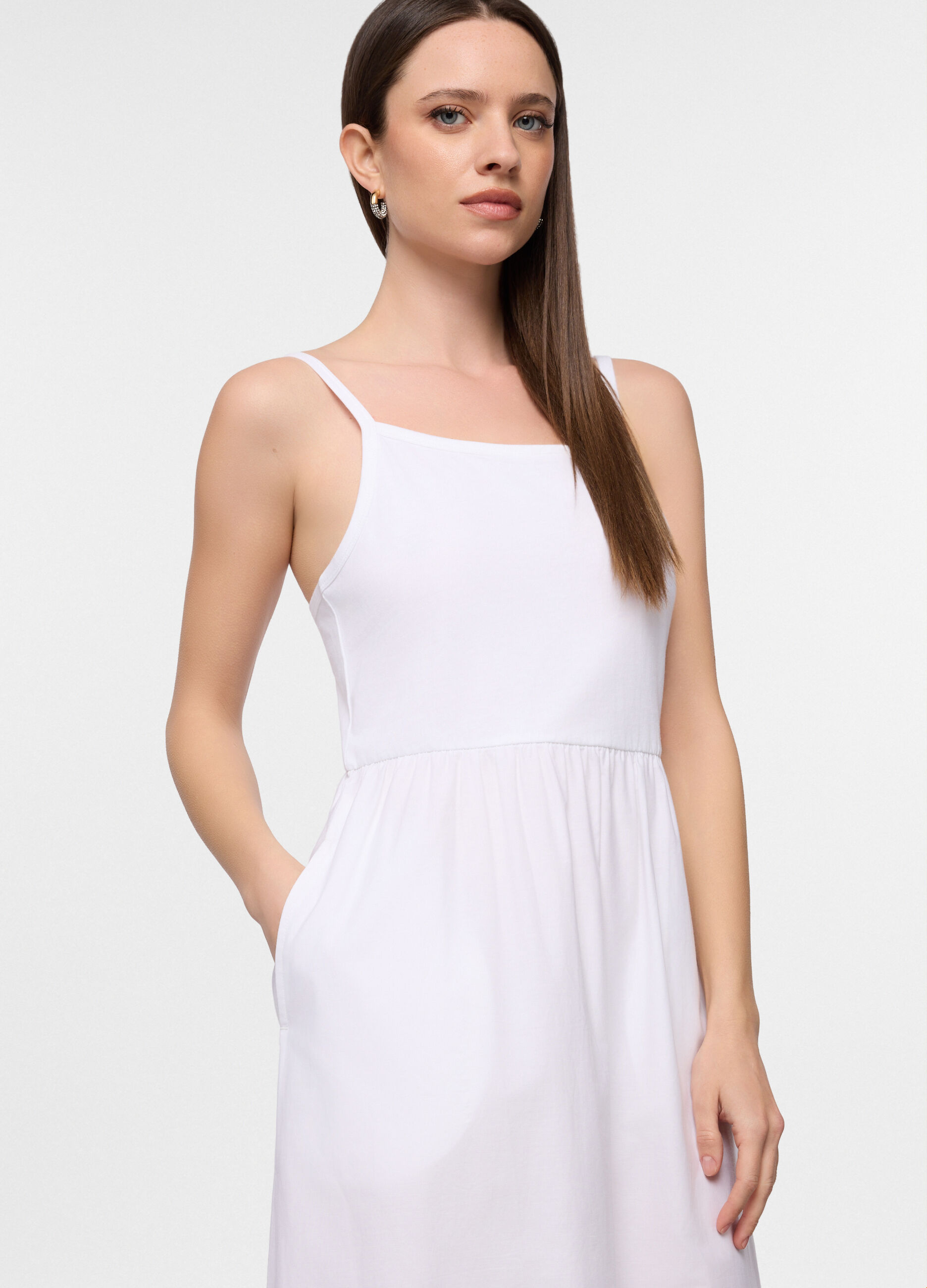 Abito lungo in popeline di puro donna_2