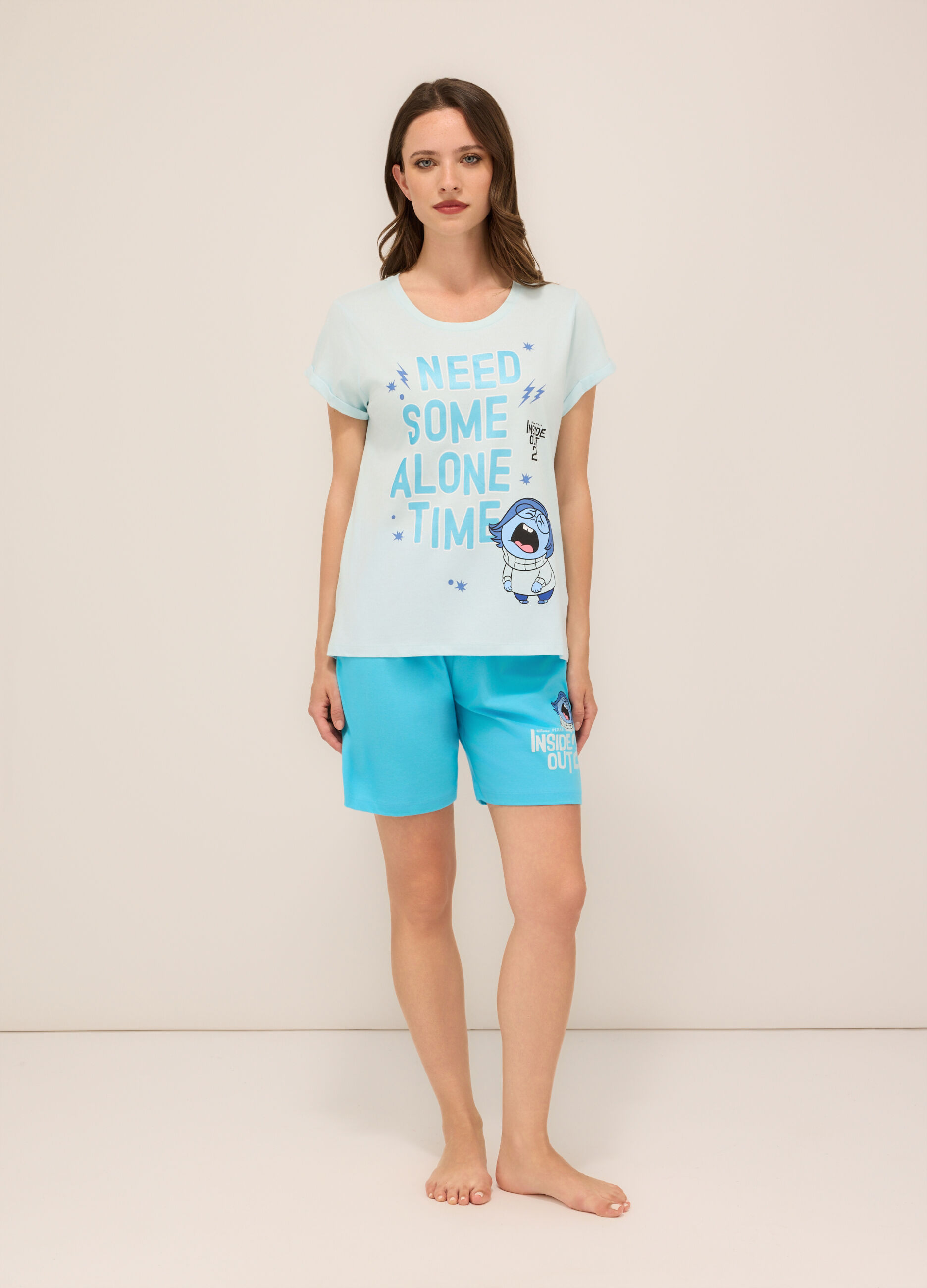Set pigiama corto in jersey di puro cotone donna_0
