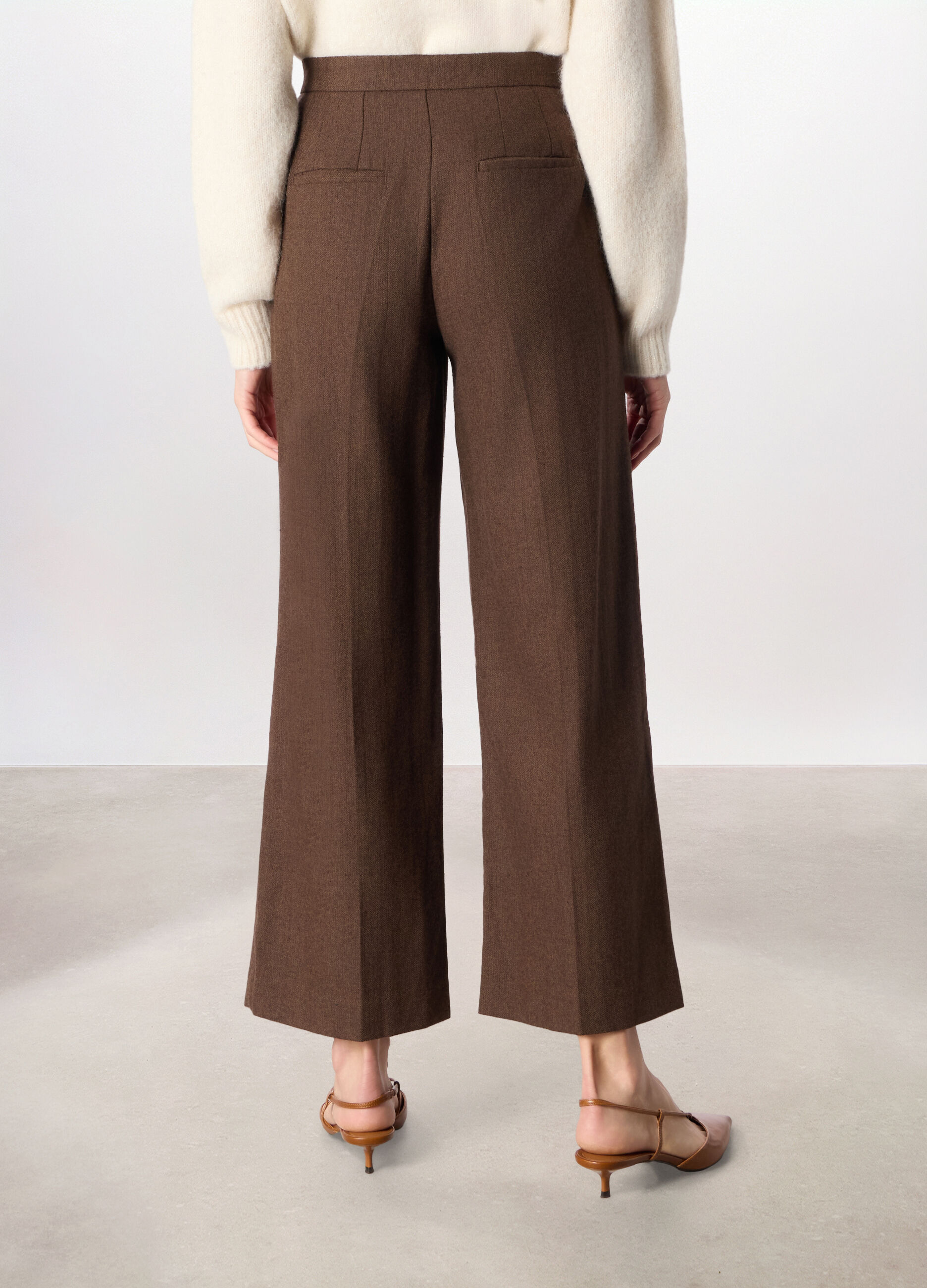Pantaloni palazzo in tweed misto lana donna_1
