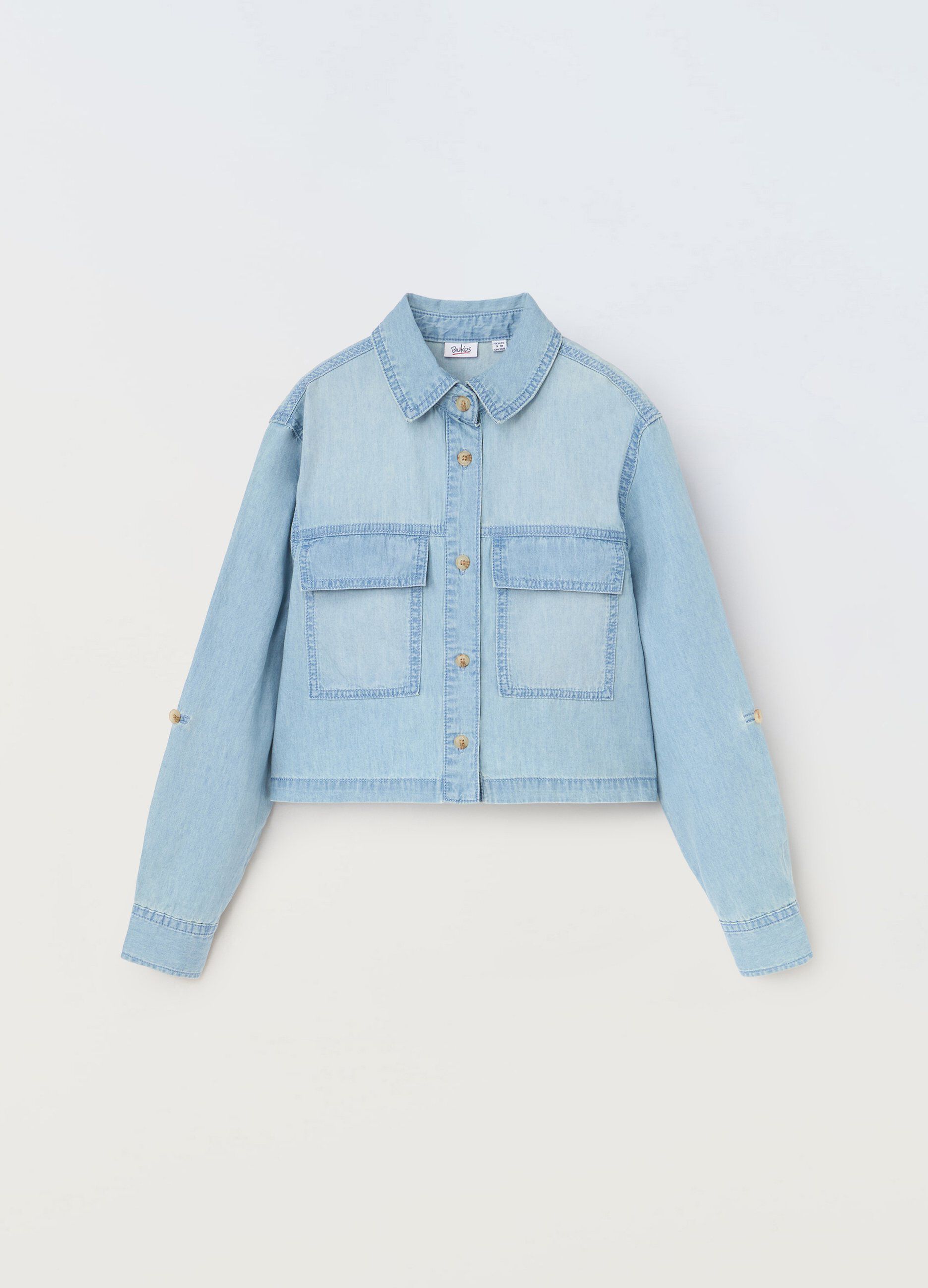Camicia in denim di puro cotone ragazza_0