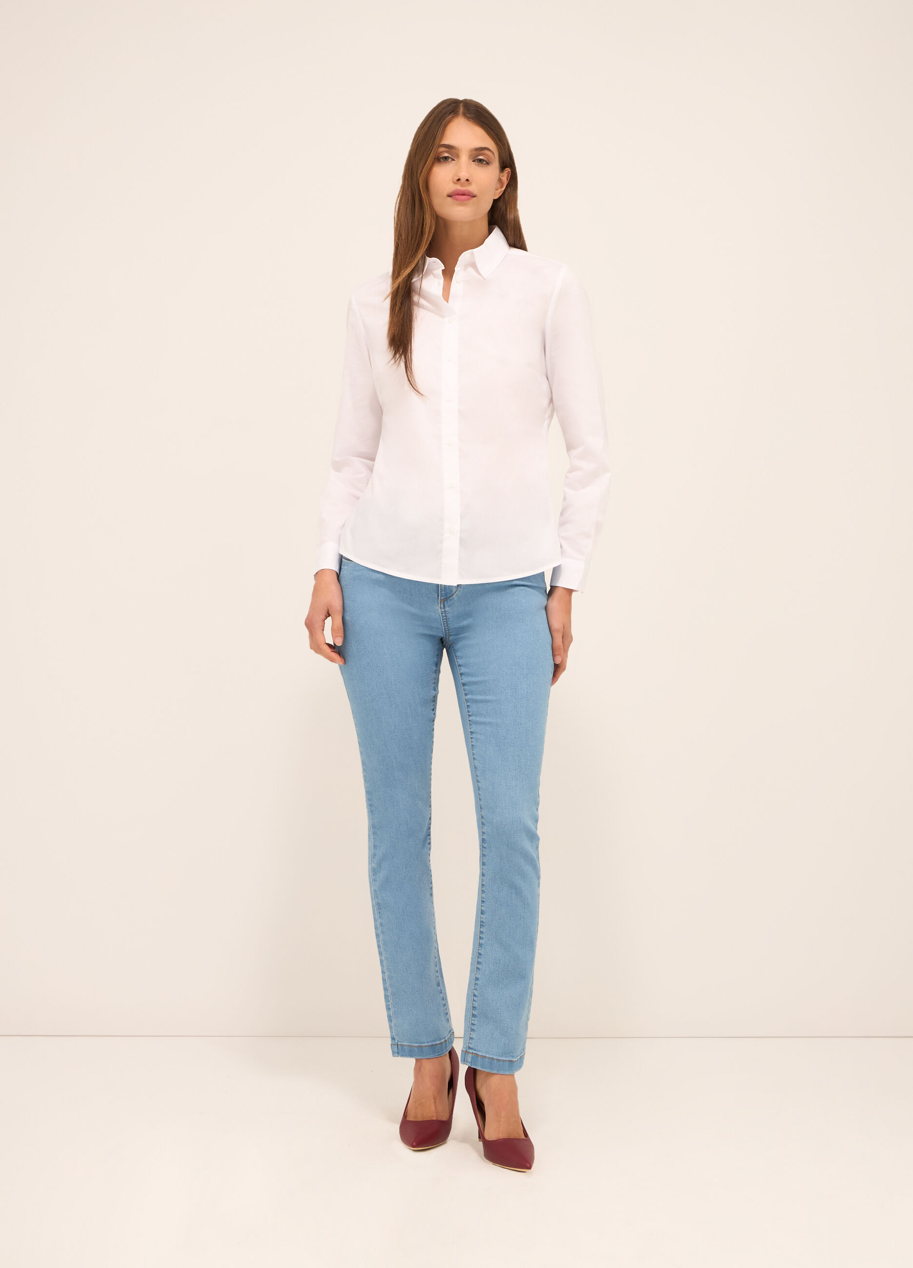 Pantaloni in denim stretch donna_0