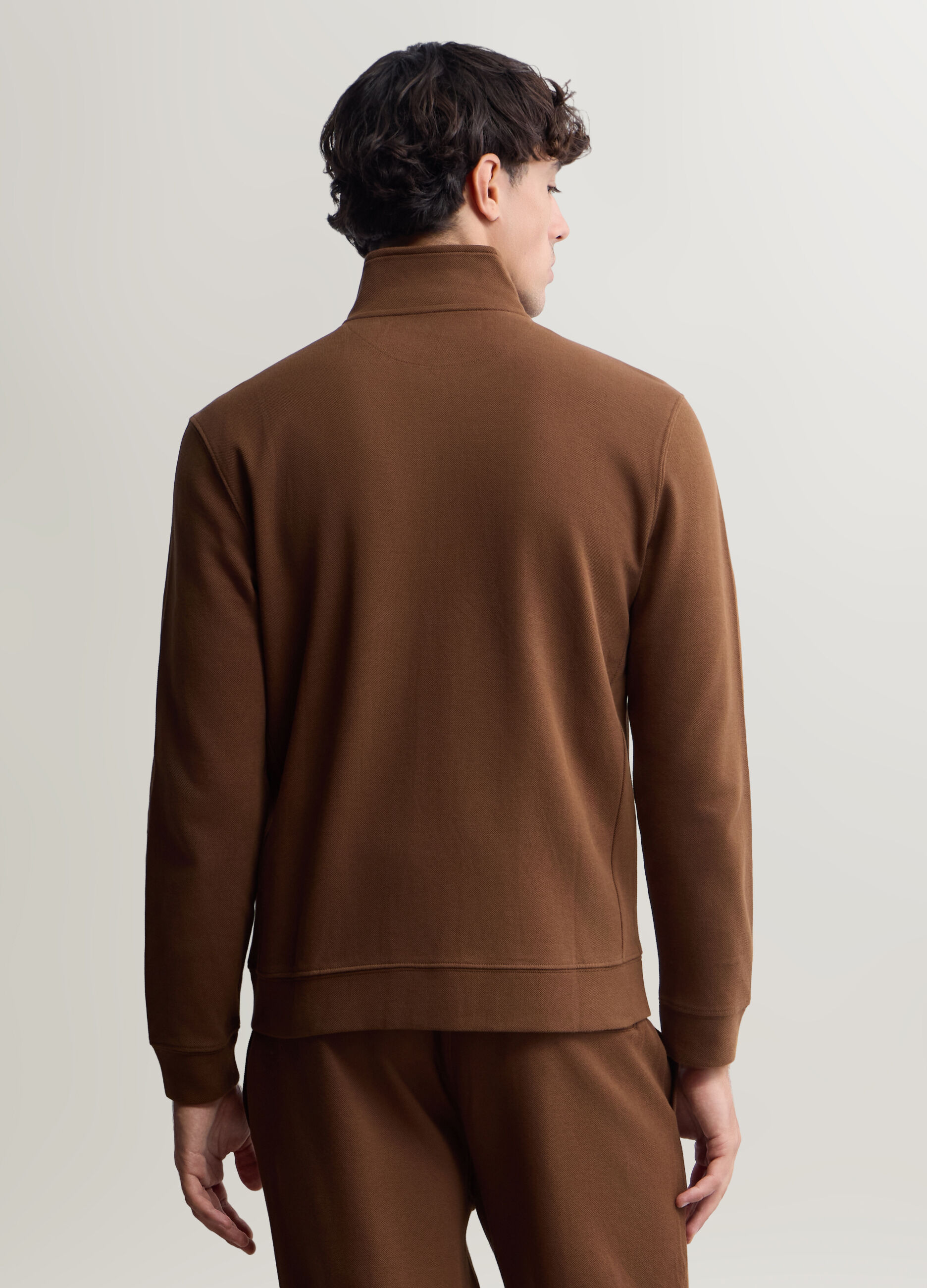 Felpa con zip in interlock di cotone uomo_1