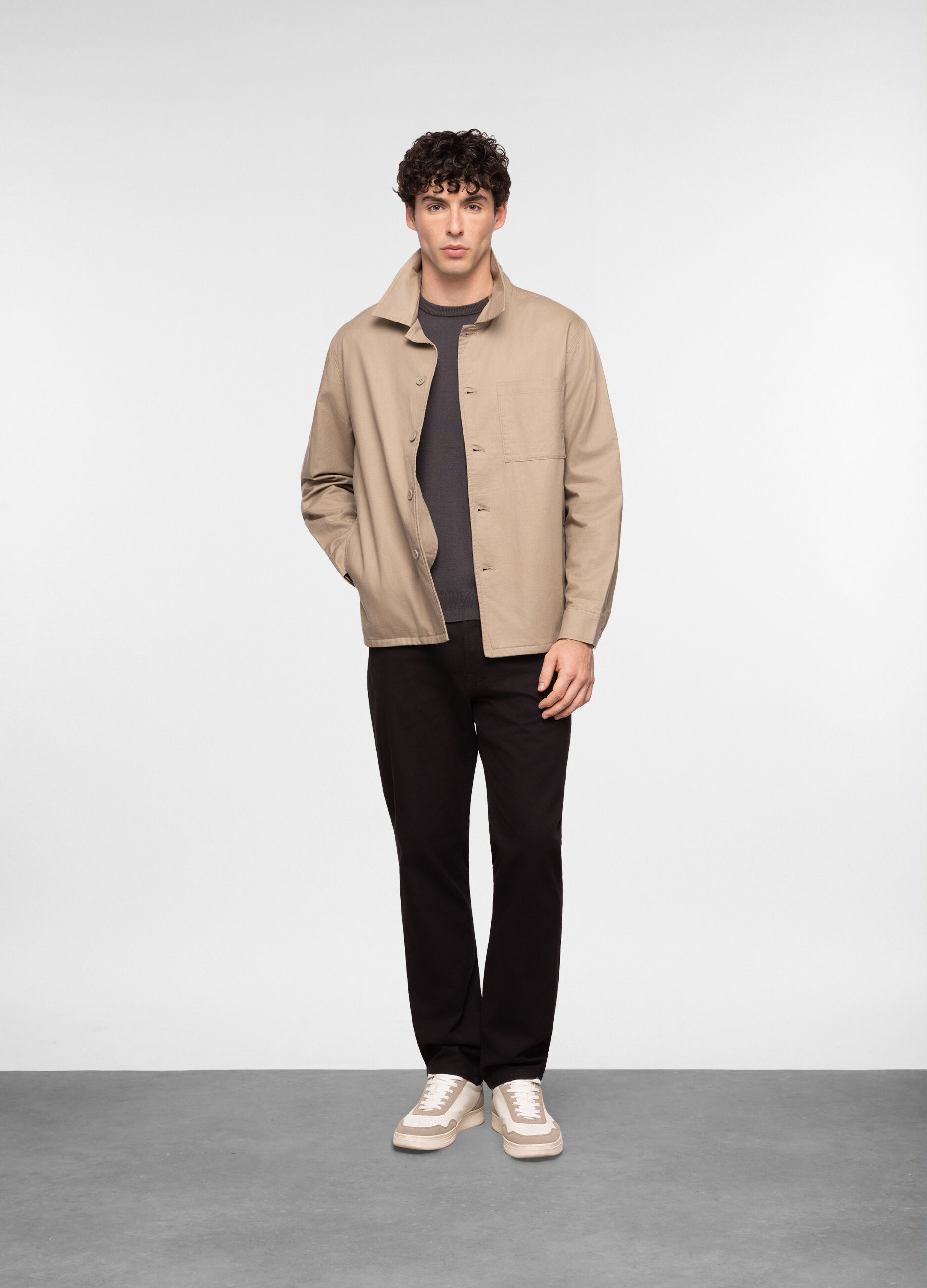 Overshirt in cotone e lino uomo_0