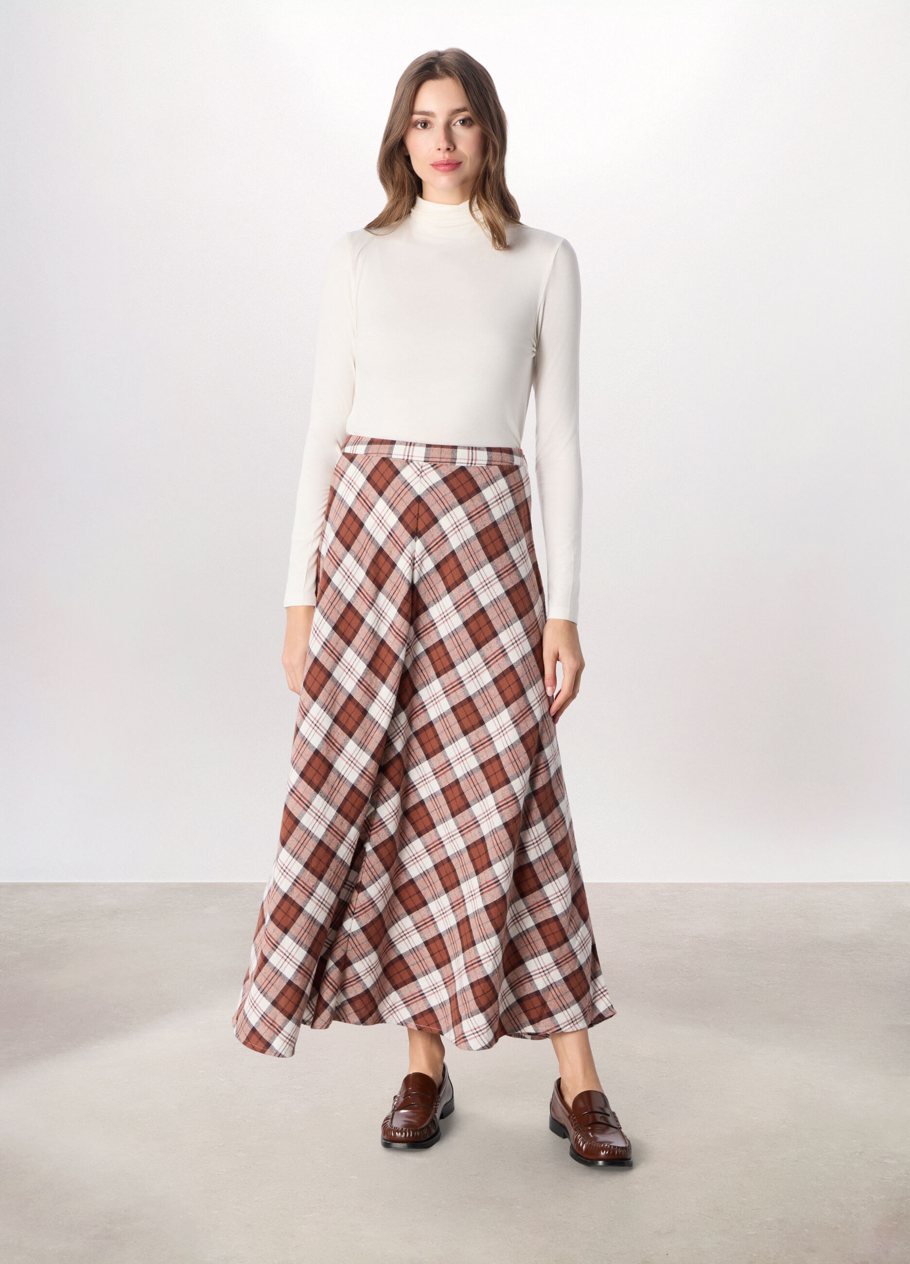 Gonna lunga in flanella di puro cotone donna_0