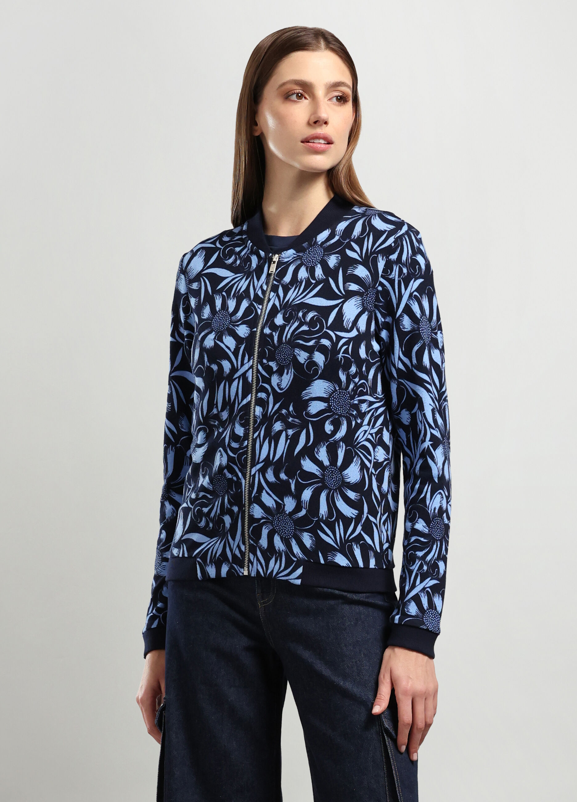 Cardigan tricot floreale donna_0