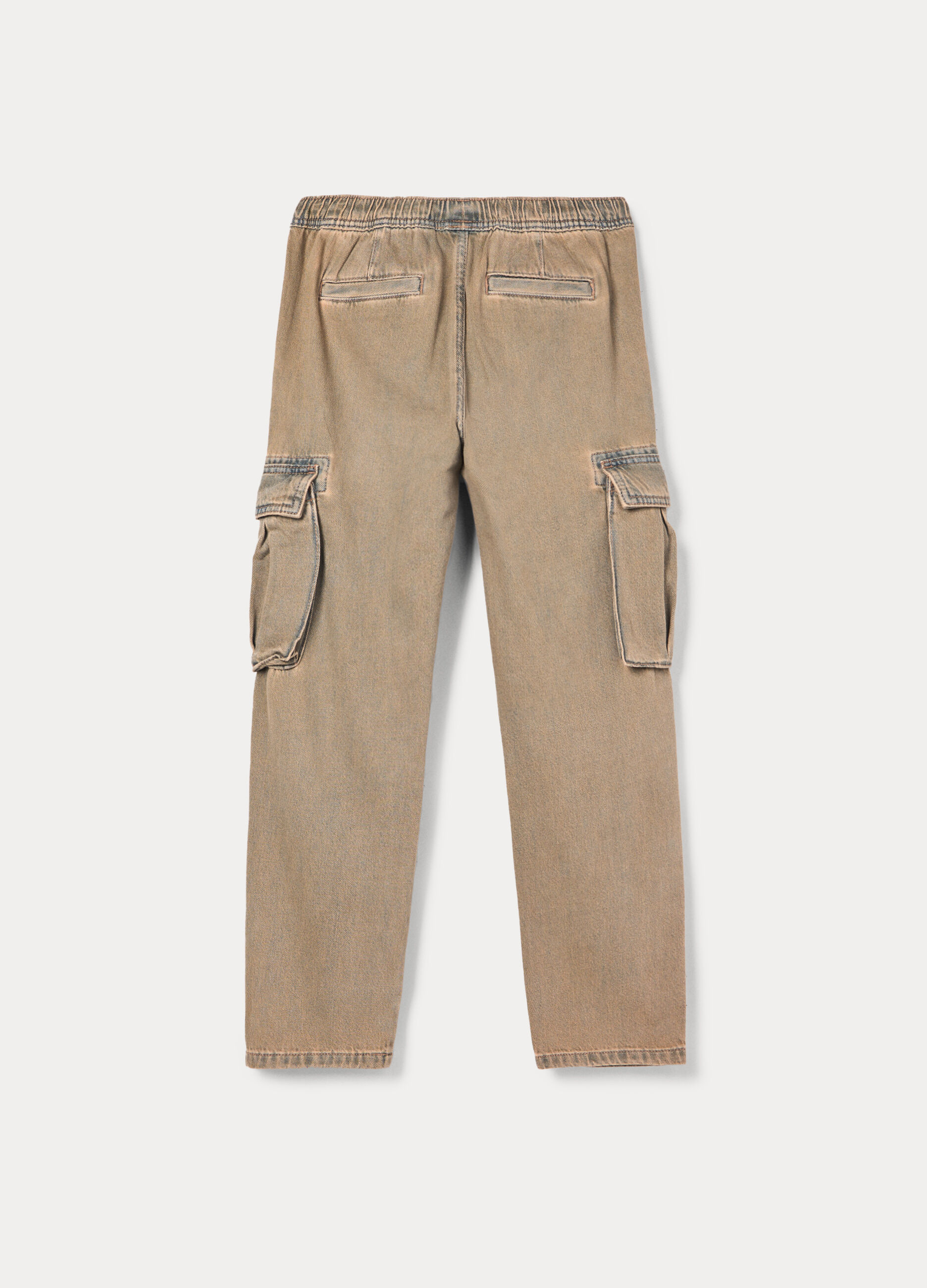 Pantaloni cargo regular fit in denim misto cotone bambino_1
