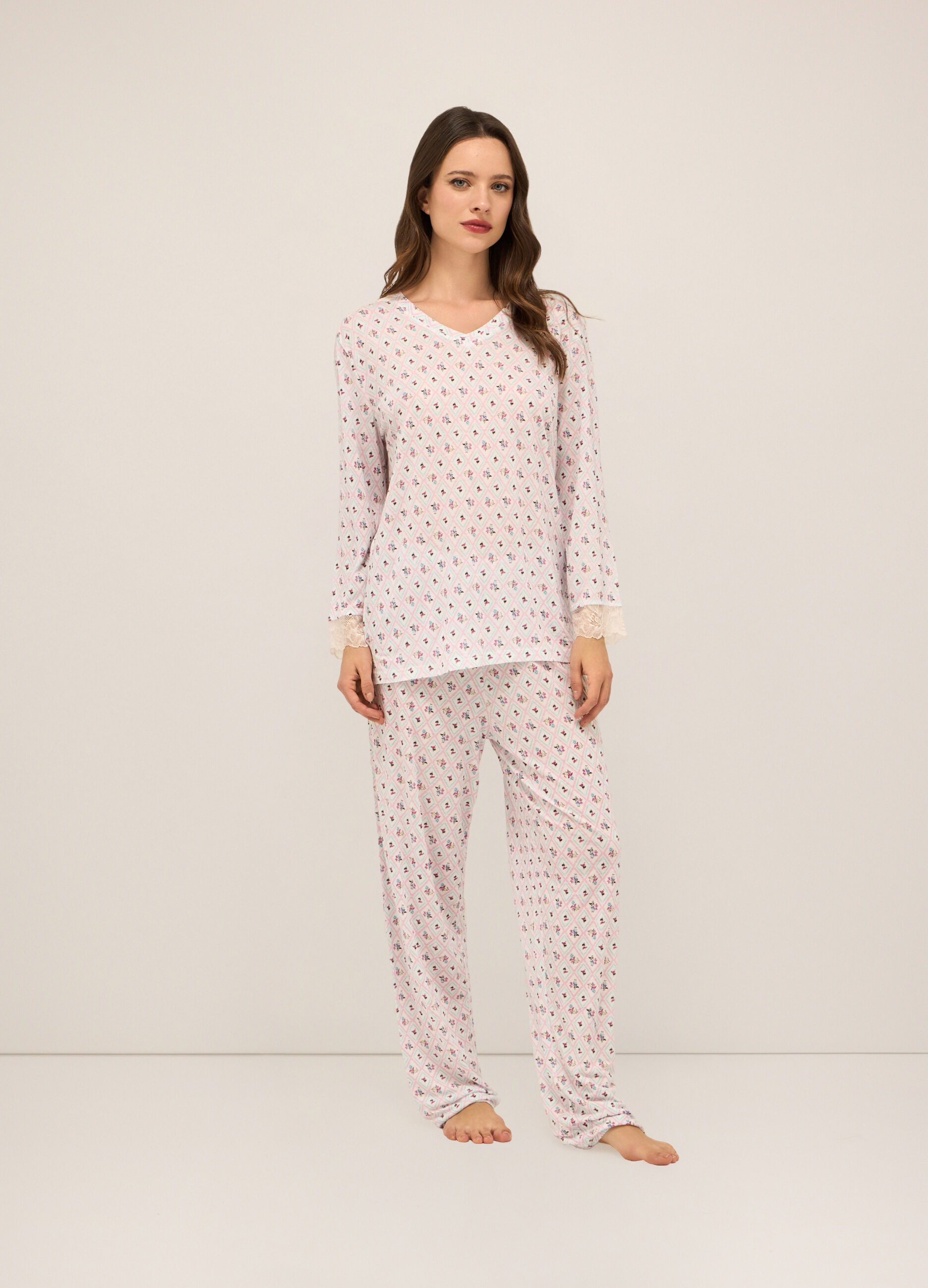 Set pigiama lungo in pura viscosa donna