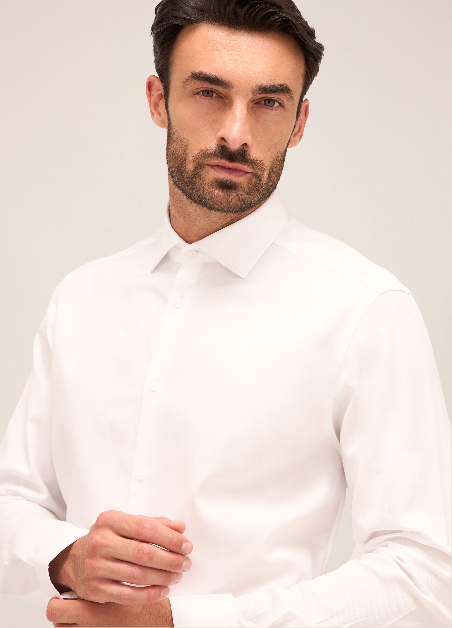 Camicia slim fit colletto francese in cotone uomo_2