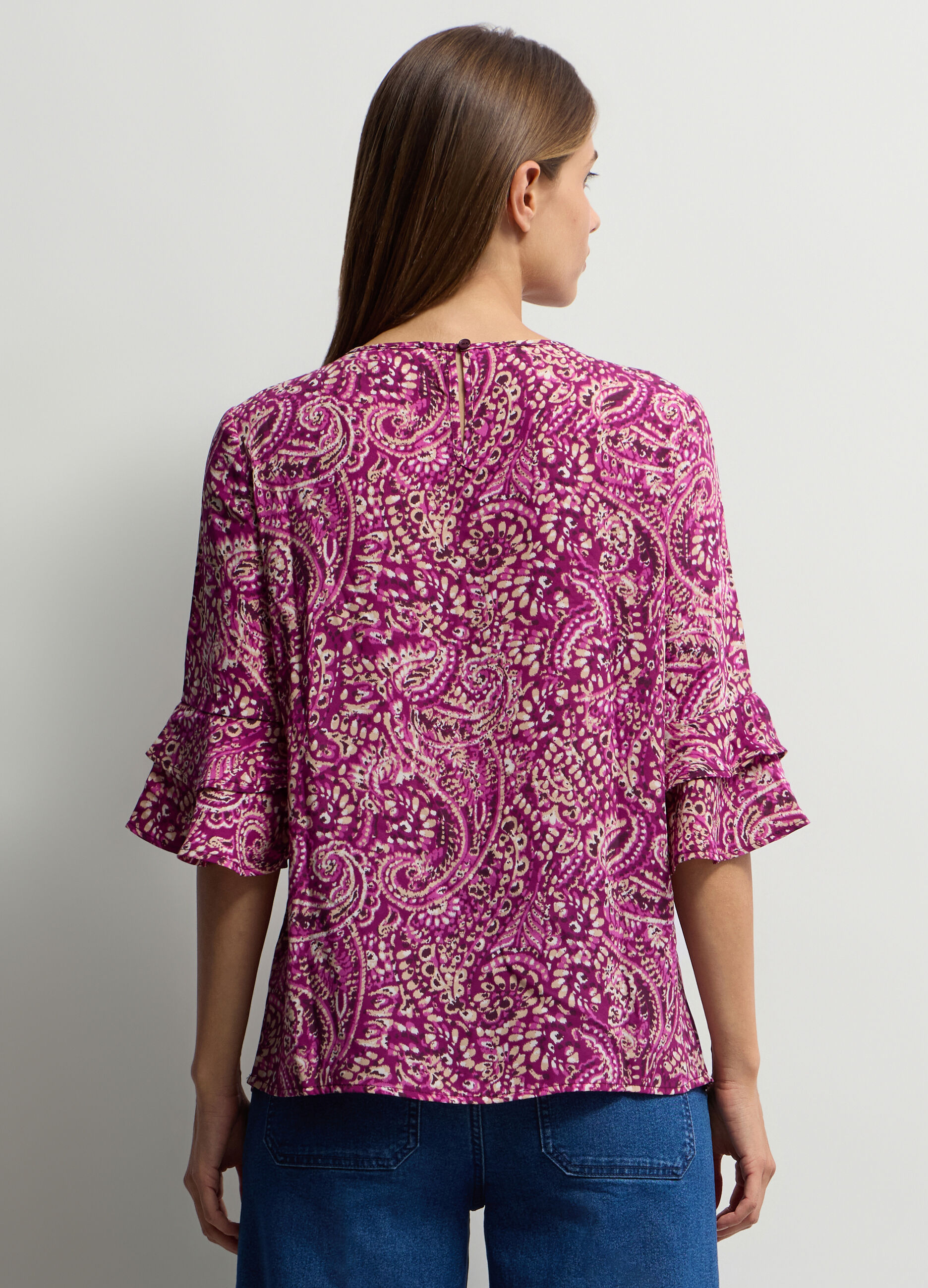 Blusa Fit Regular girocollo cr&ecirc;pe donna_1