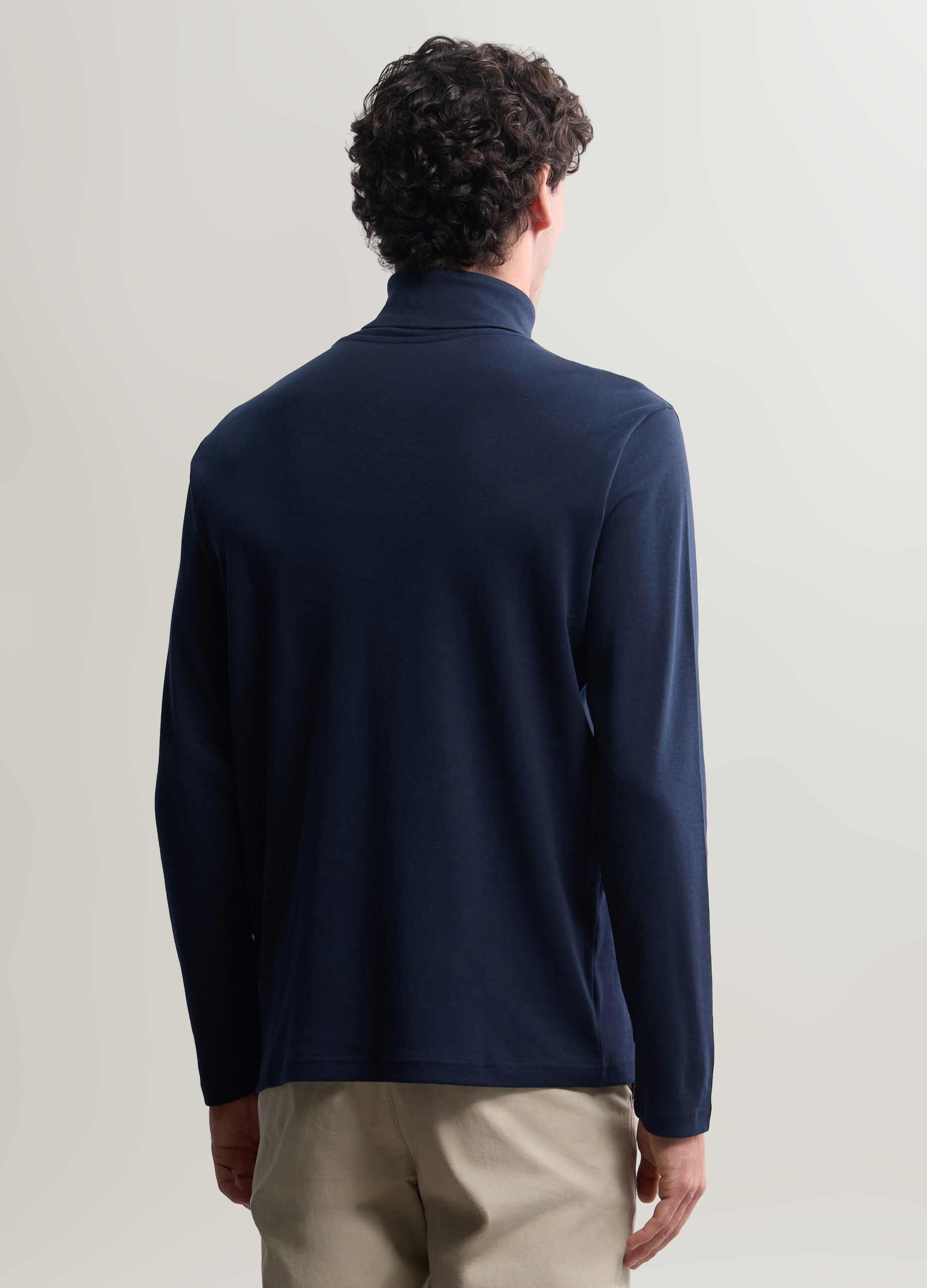 Maglia dolcevita in interlock di cotone uomo_1