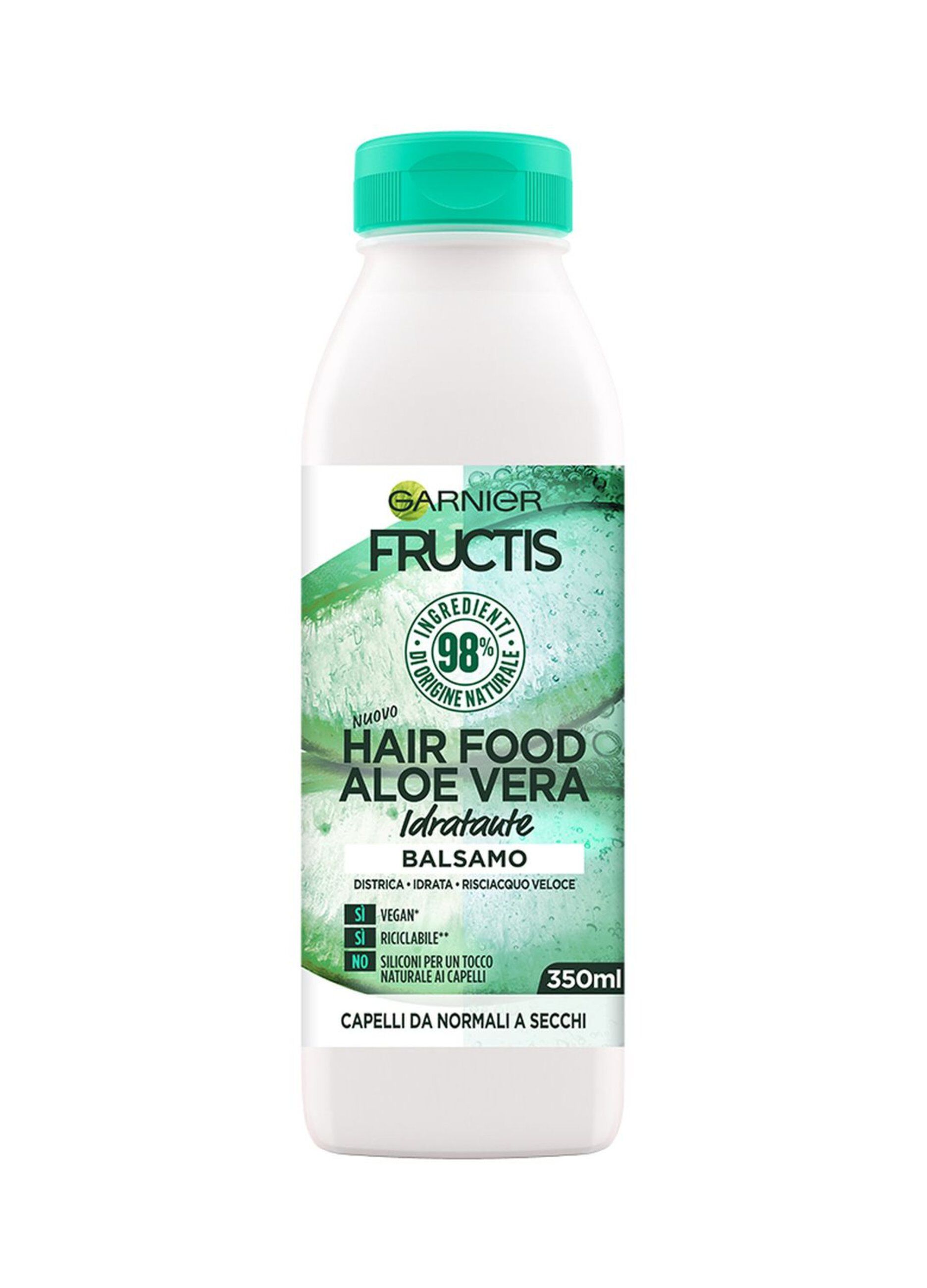 Garnier Balsamo Idratante Fructis Hair Food, Balsamo idratante all'aloe per capelli disidratati, 350 ml.