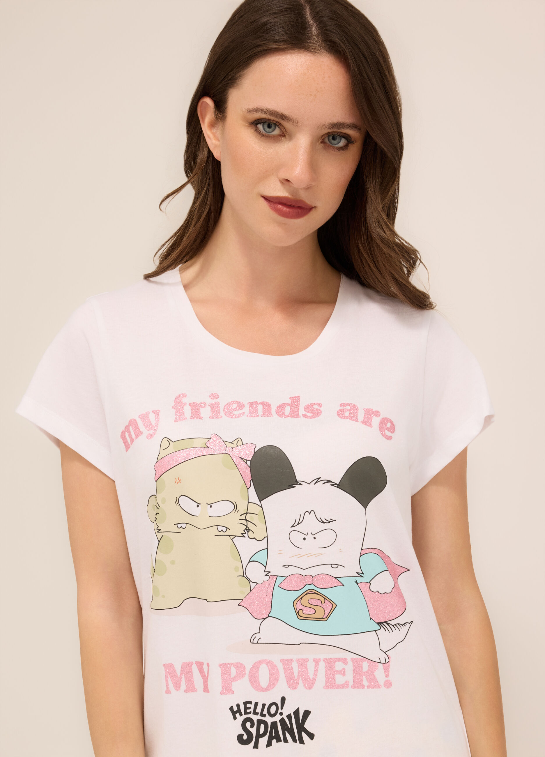 Set pigiama corto in jersey di puro cotone donna_2