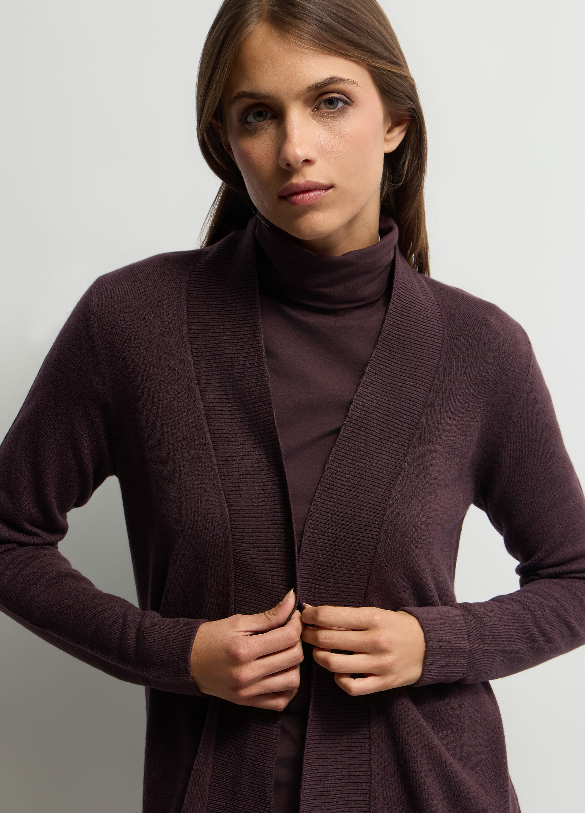 Cardigan Fit Over in maglia rasata donna_2